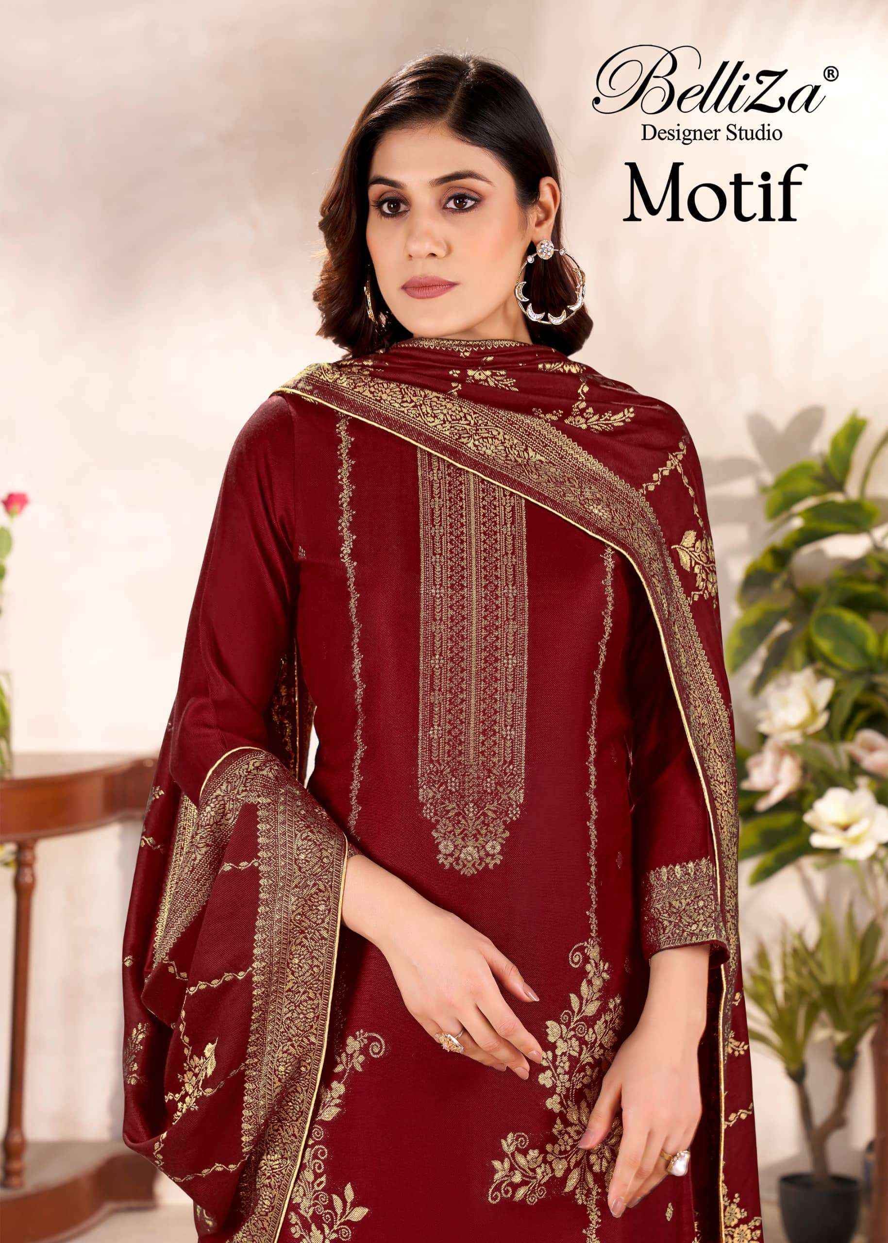 Belliza Motif Pashmina Dress Material 4 pcs Cataloge