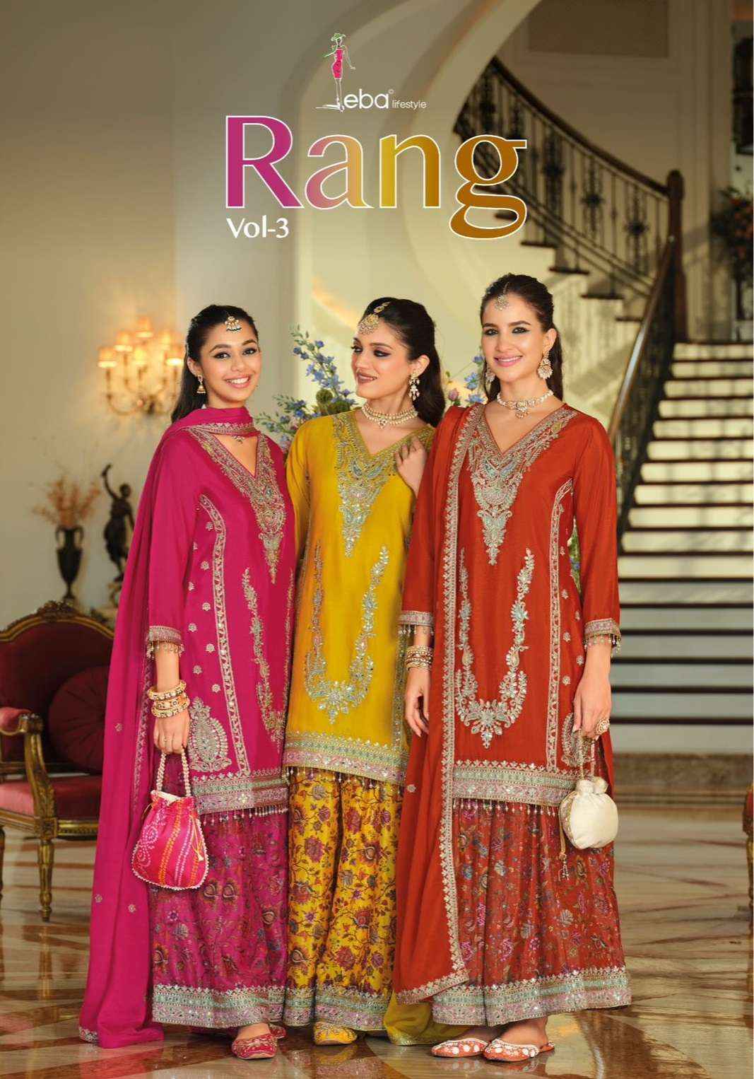 Eba Lifestyle Rang Vol 3 Readymade Chinon Dress 3 pcs Catalogue