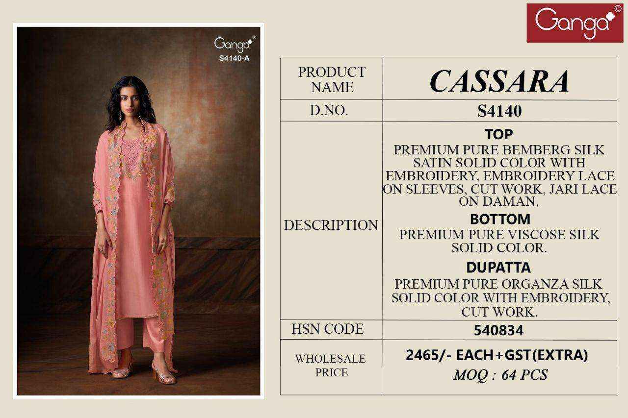 Ganga Cassara 4140 Silk Satin Dress Material 2 pcs Catalogue