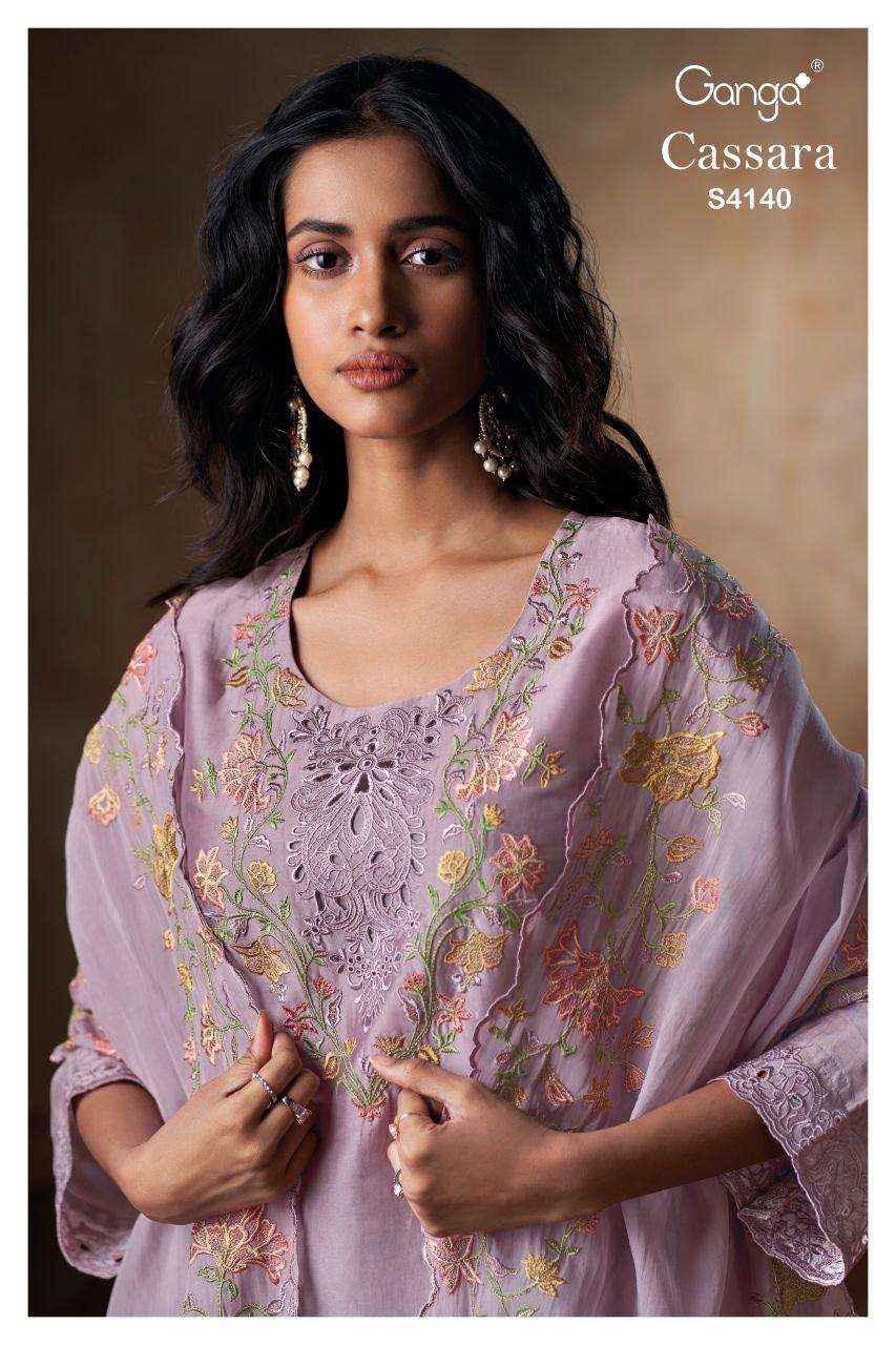 Ganga Cassara 4140 Silk Satin Dress Material 2 pcs Catalogue