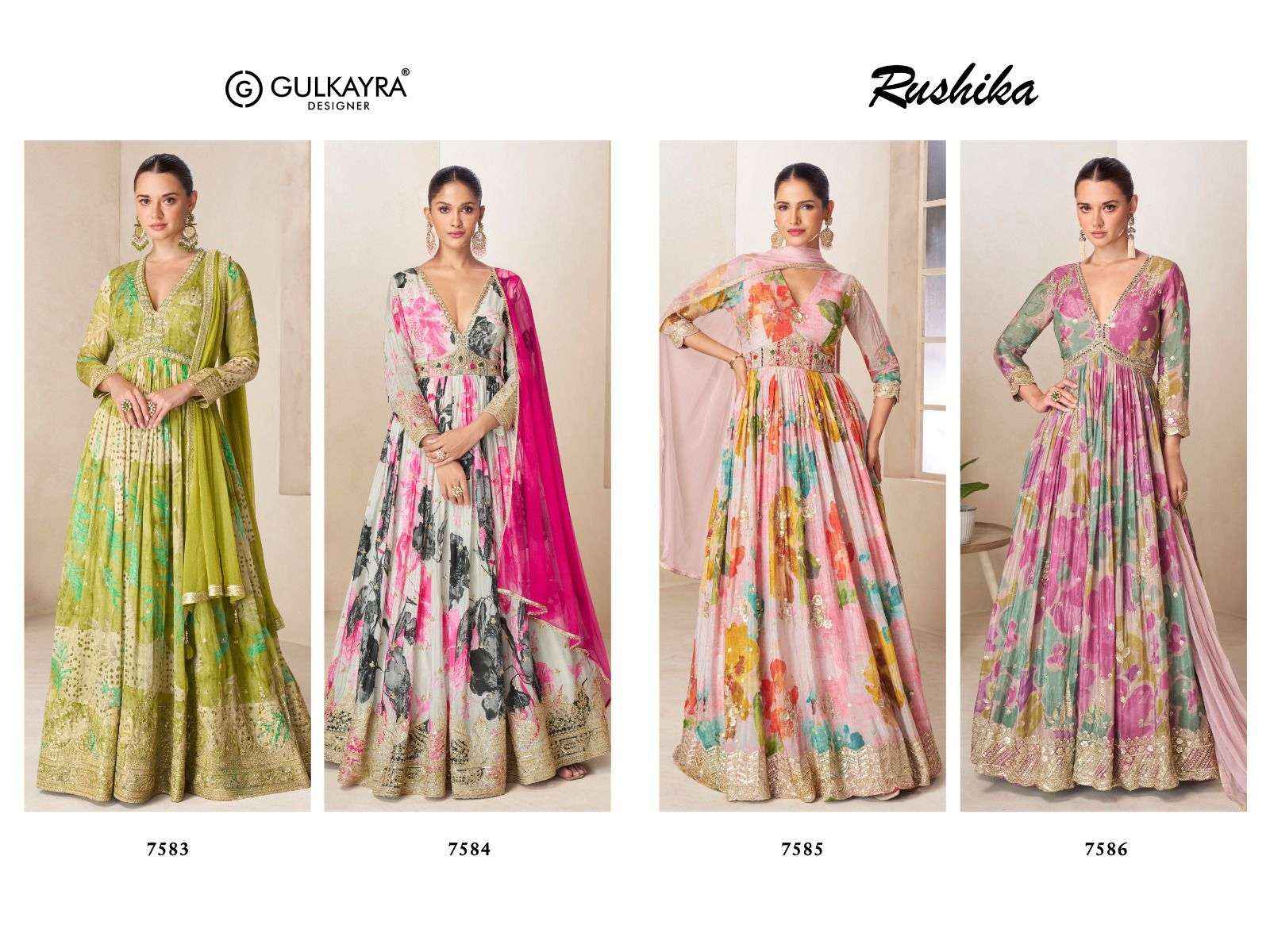 Gulkayra Designer Rushika Readymade Gown With Dupatta 4 Pc Catalouge