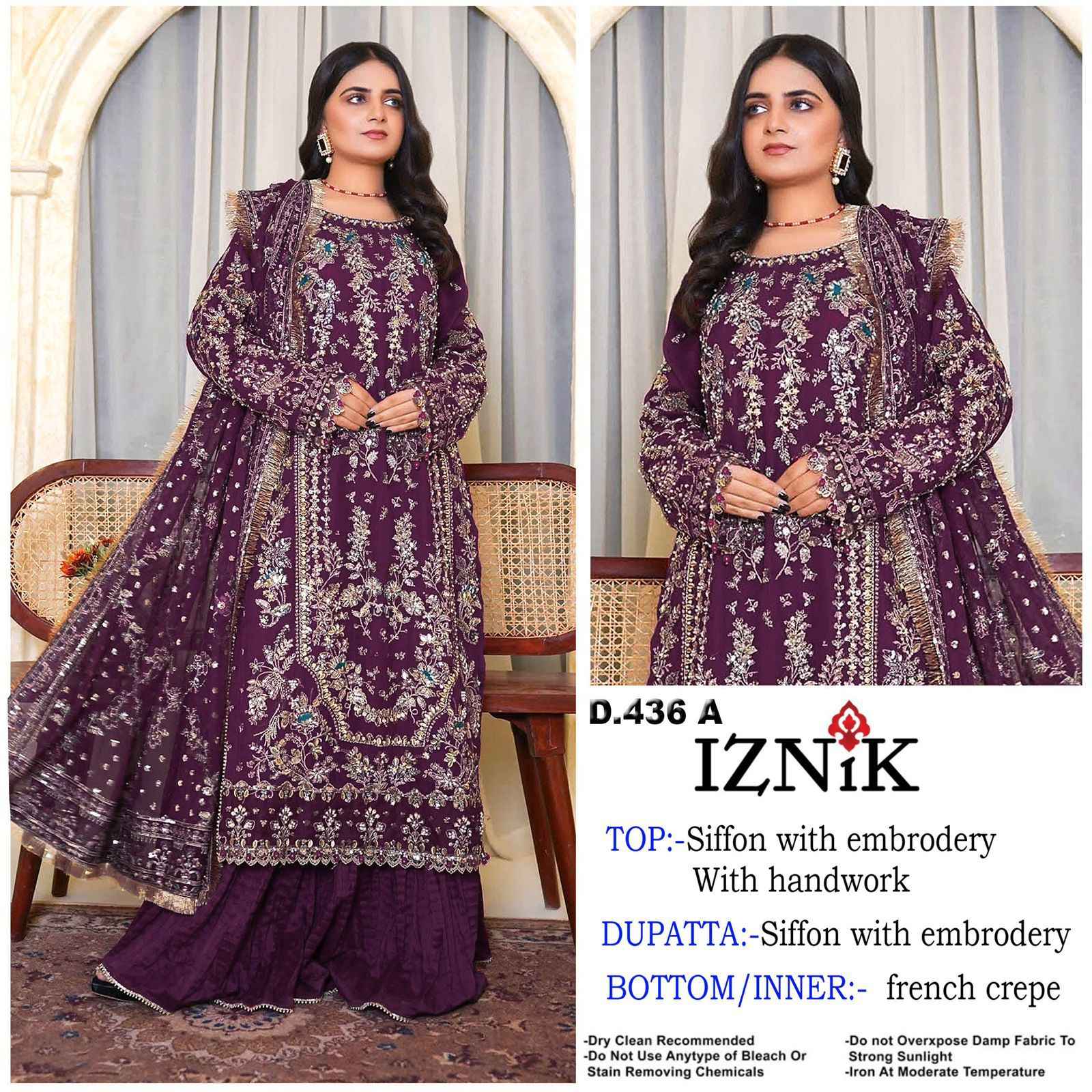 Iznik Fab D No A 436 Siffon Dress Material 4 pcs Catalogue