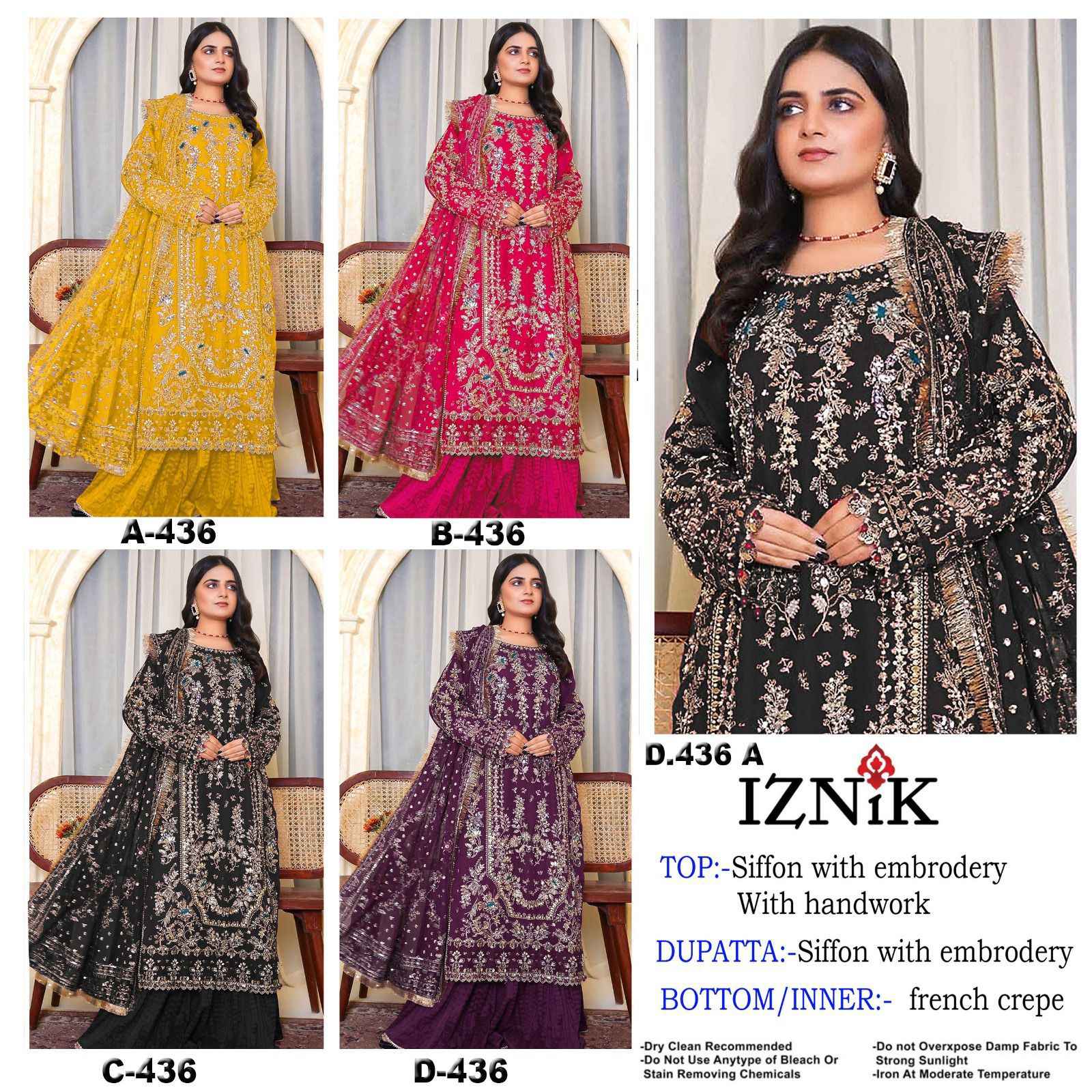 Iznik Fab D No A 436 Siffon Dress Material 4 pcs Catalogue