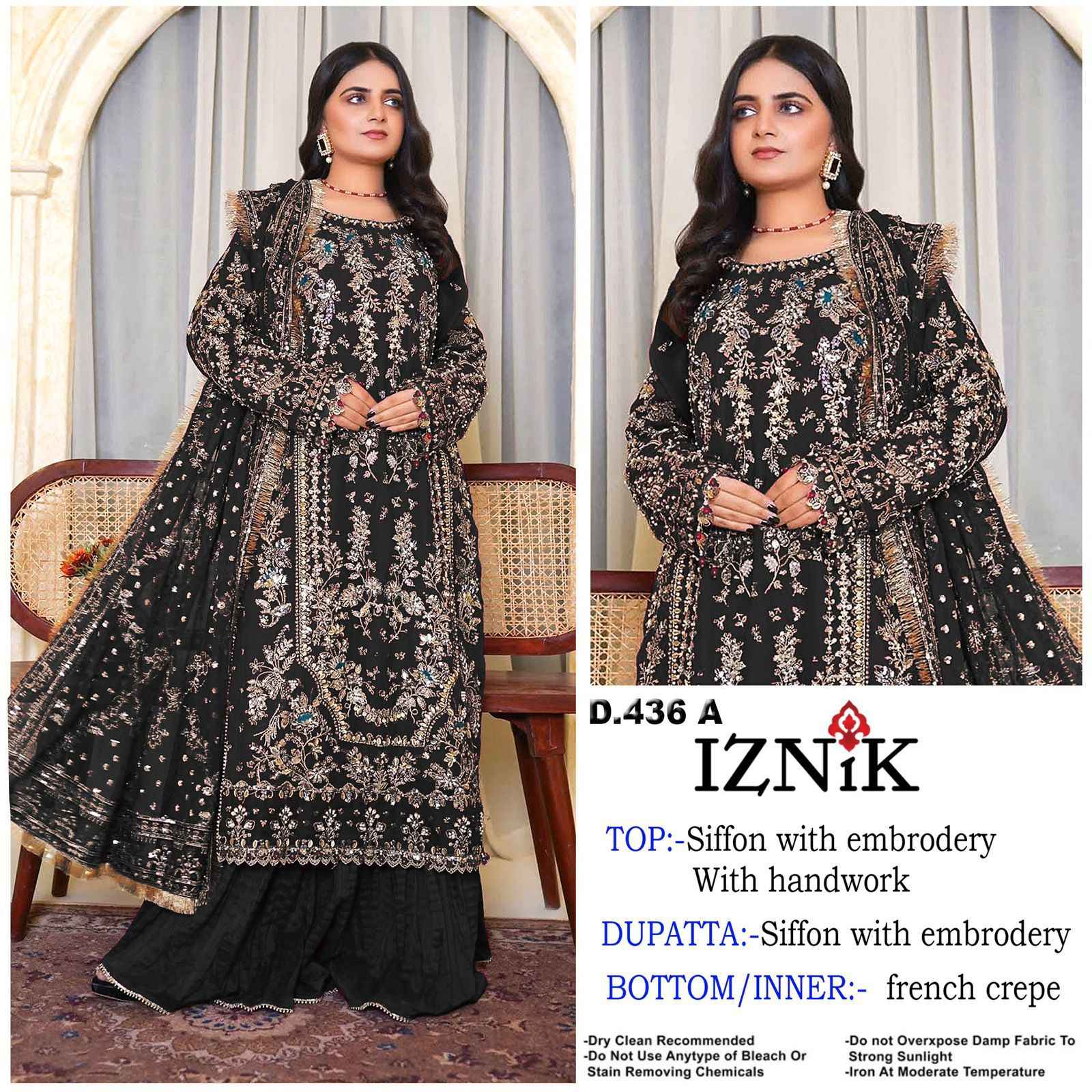 Iznik Fab D No A 436 Siffon Dress Material 4 pcs Catalogue
