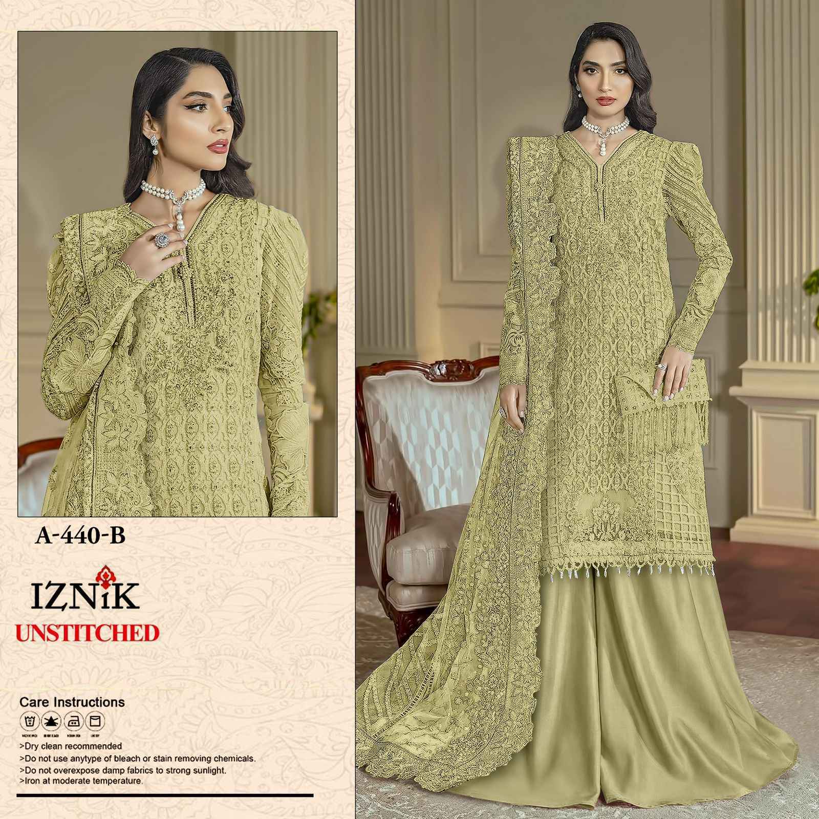 Iznik Fab D No A 440 Siffon Dress Material 4 pcs Catalogue