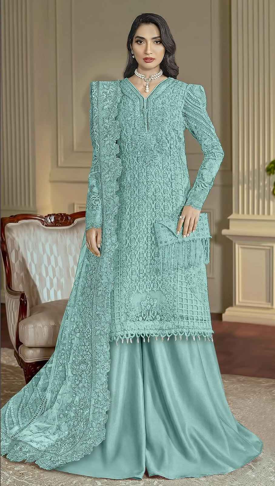 Iznik Fab D No A 440 Siffon Dress Material 4 pcs Catalogue