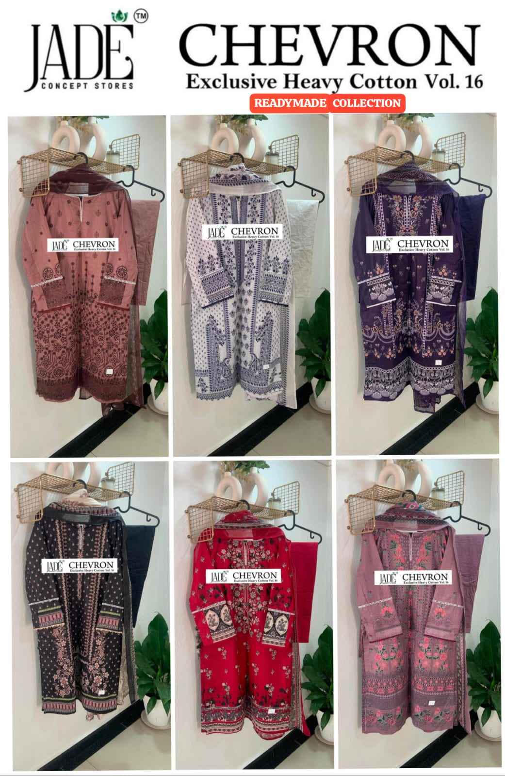 Jade Chevron Vol 16 Readymade Cotton Dress 6 Pc Catalog