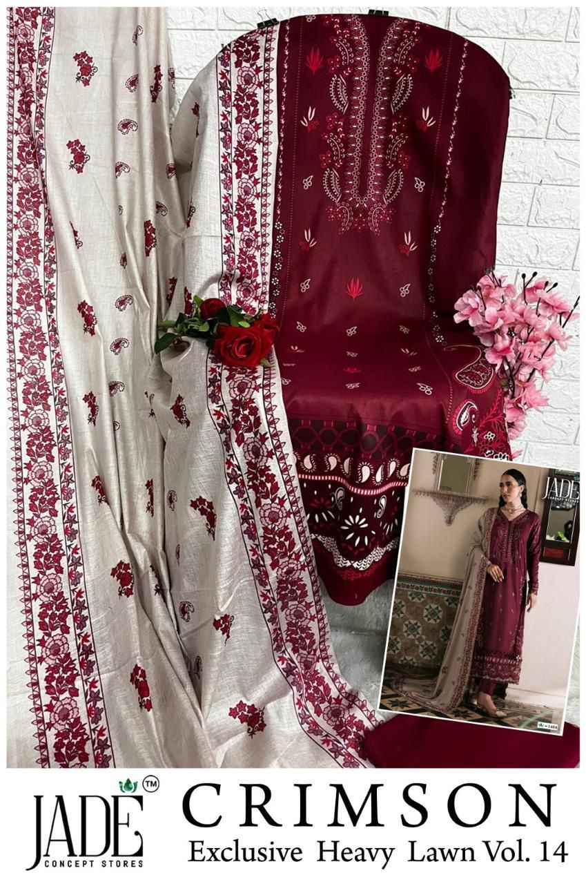 Jade Crimson Vol 14 Lawn Cotton Dress Material 6 pc Cataloge
