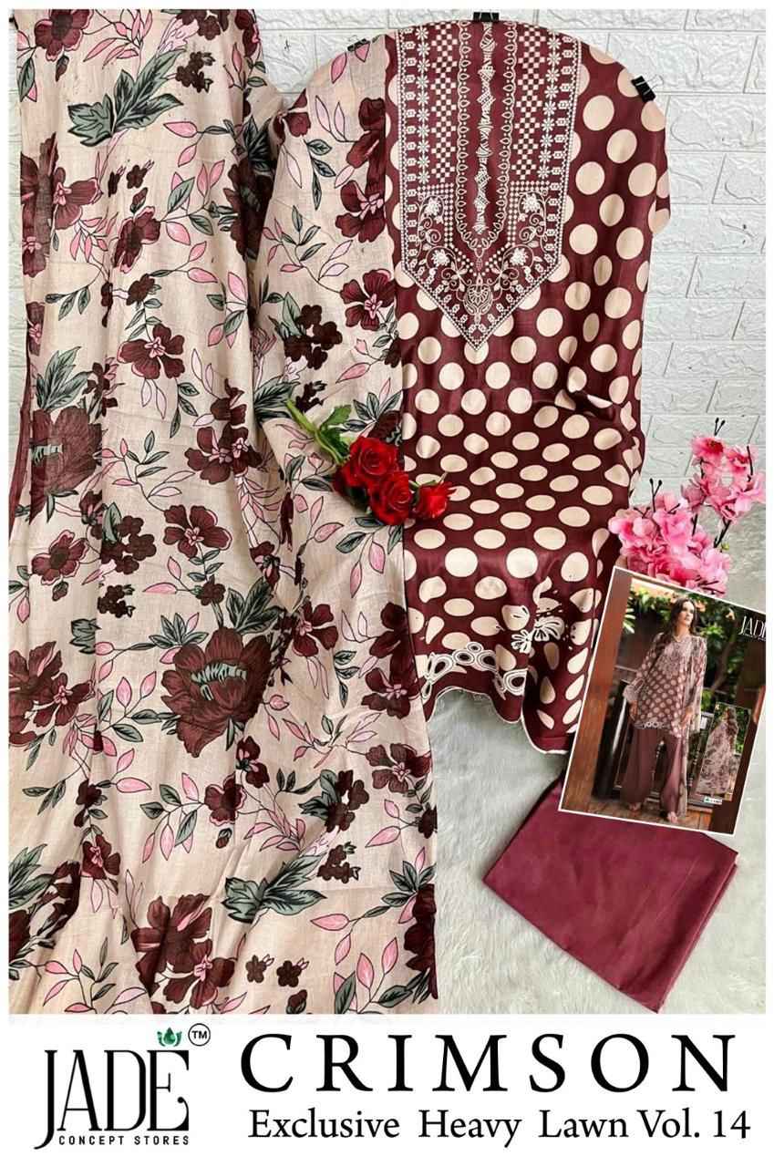 Jade Crimson Vol 14 Lawn Cotton Dress Material 6 pc Cataloge