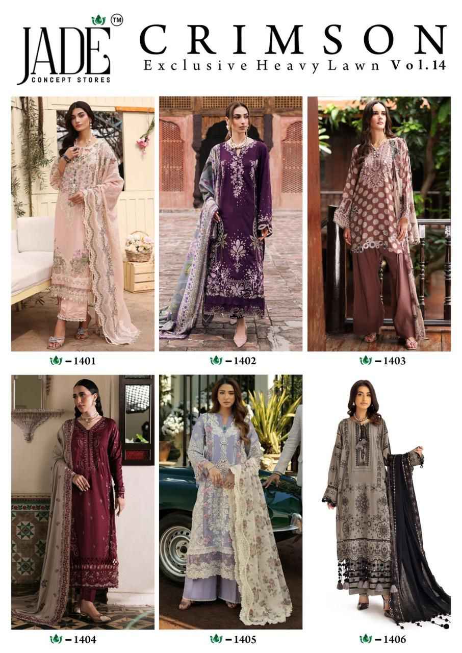 Jade Crimson Vol 14 Lawn Cotton Dress Material 6 pc Cataloge