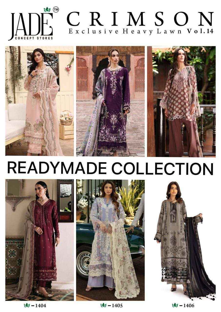 Jade Crimson Vol 14 Readymade Lawn Cotton Dress 6 pc Cataloge