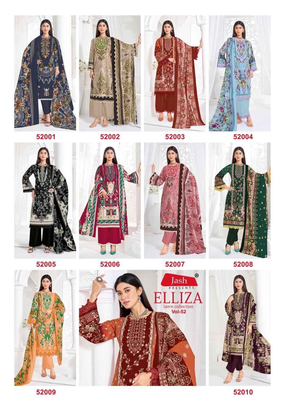 Jash Elliza Vol 52 Cotton Dress Material 10 pcs Catalogue