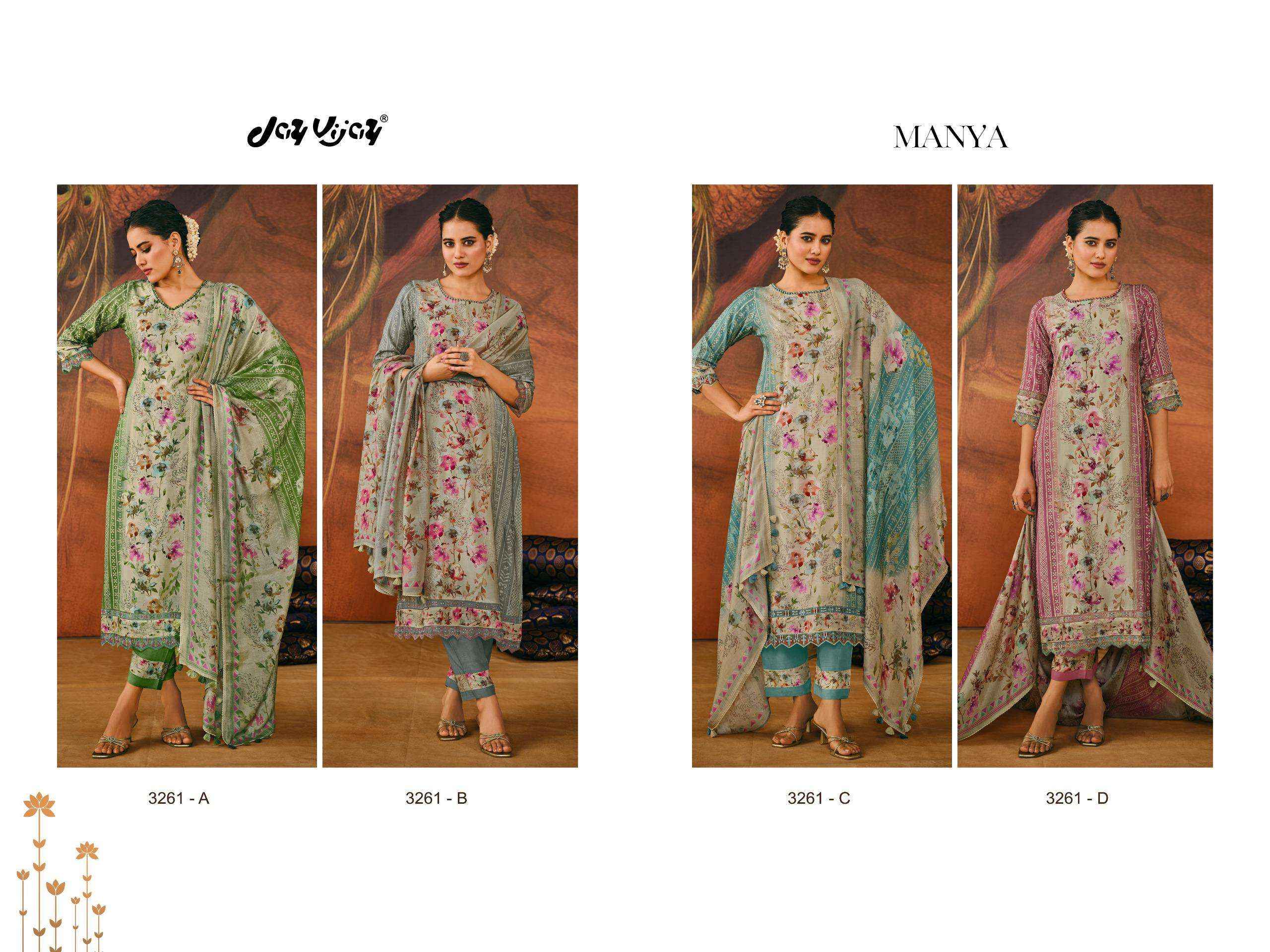 Jay Vijay Manya 3261 Moga Silk Dress Material 4 pcs Catalogue