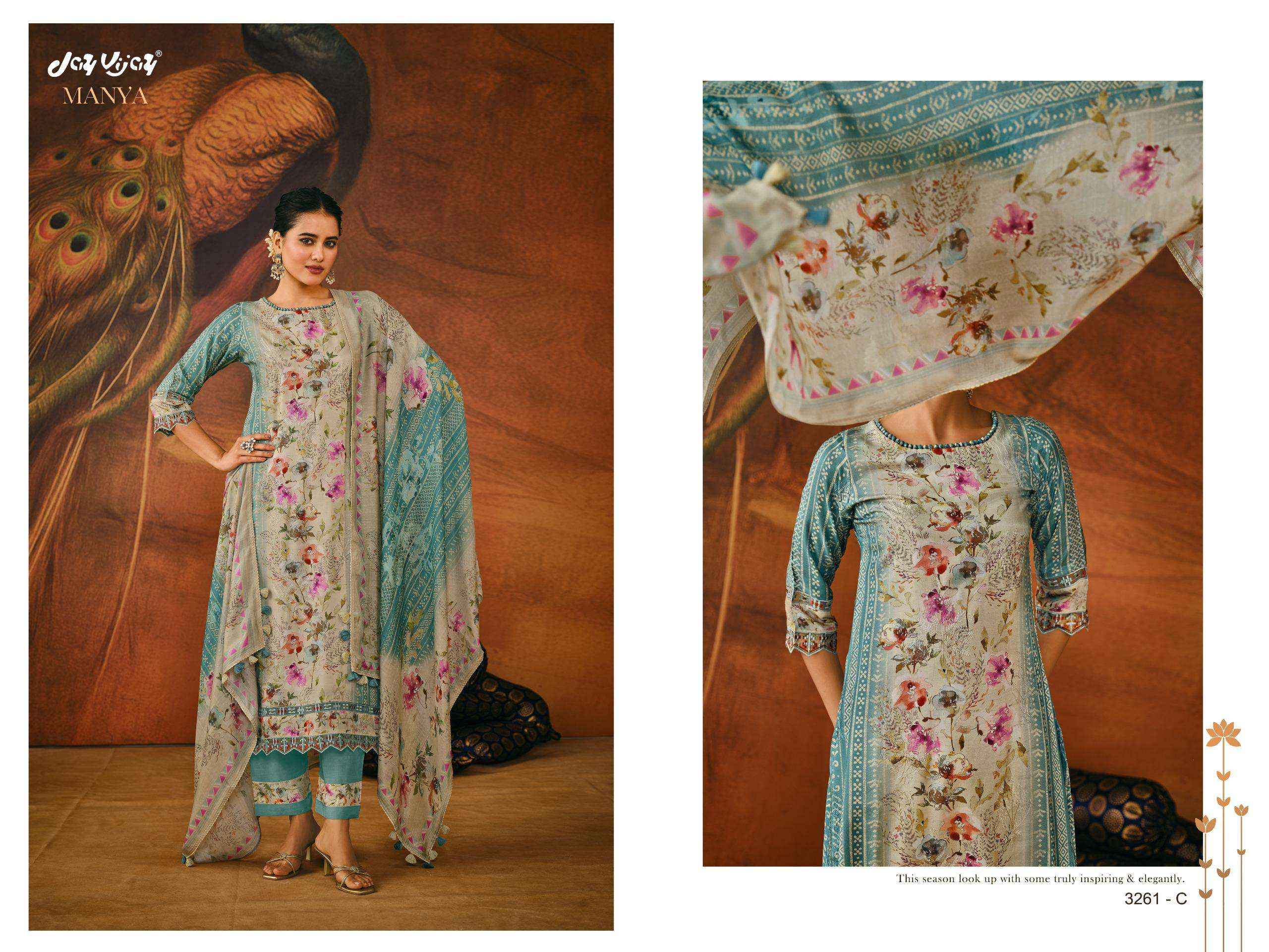 Jay Vijay Manya 3261 Moga Silk Dress Material 4 pcs Catalogue