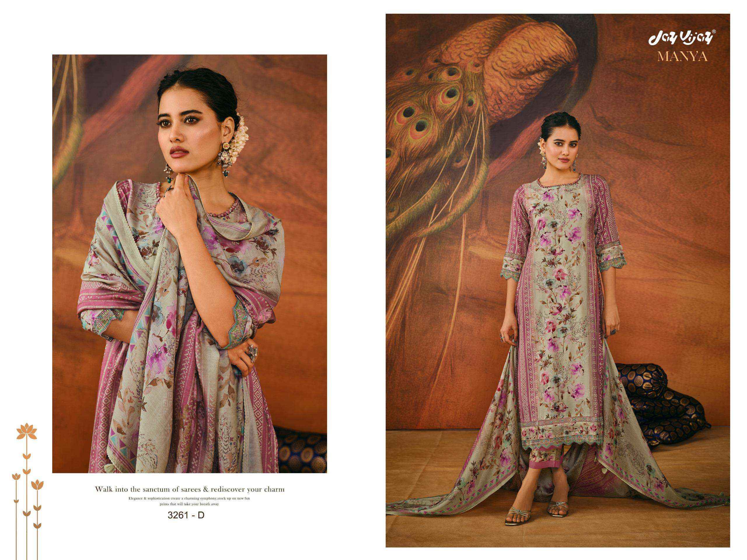 Jay Vijay Manya 3261 Moga Silk Dress Material 4 pcs Catalogue