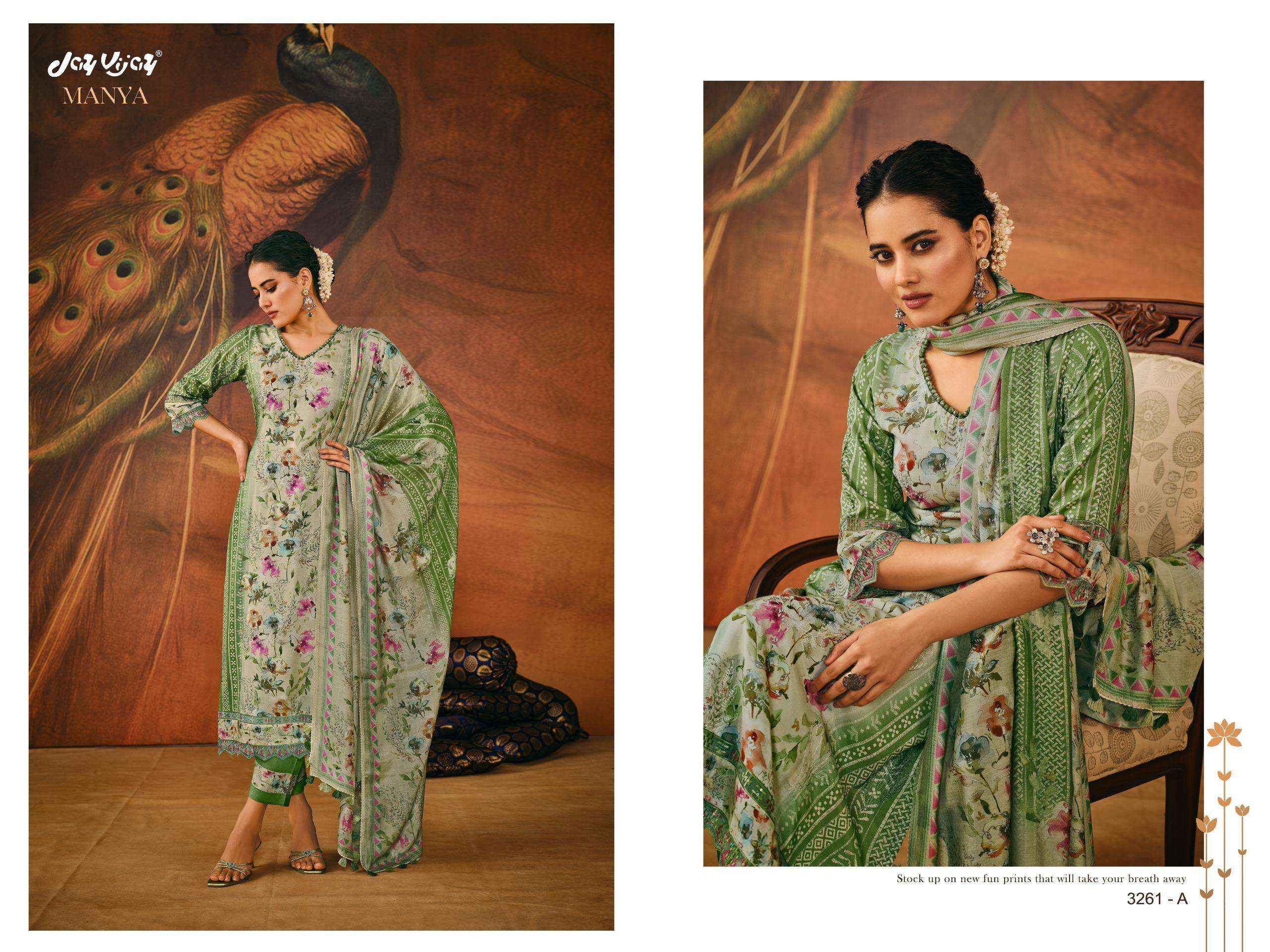 Jay Vijay Manya 3261 Moga Silk Dress Material 4 pcs Catalogue