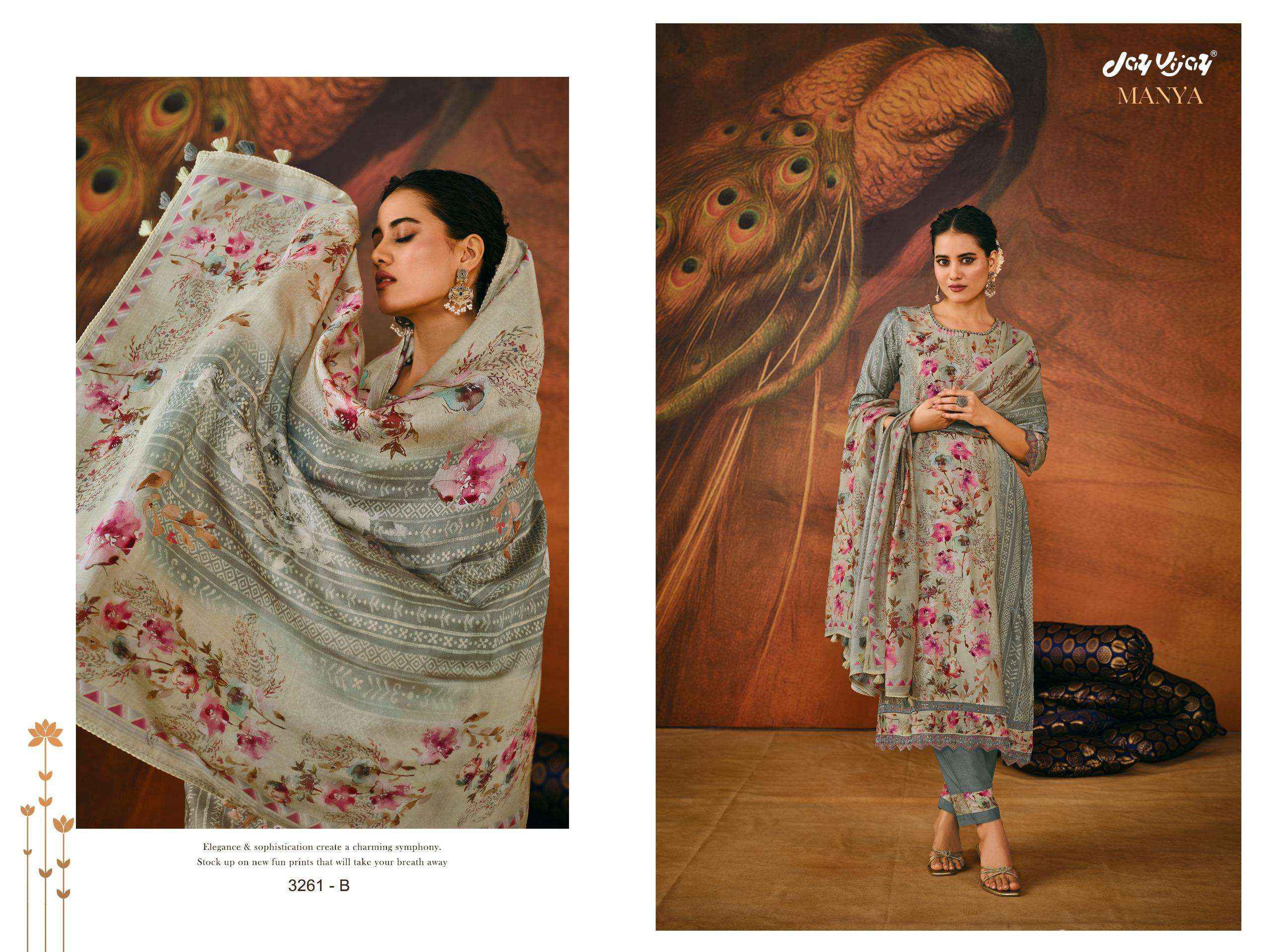 Jay Vijay Manya 3261 Moga Silk Dress Material 4 pcs Catalogue