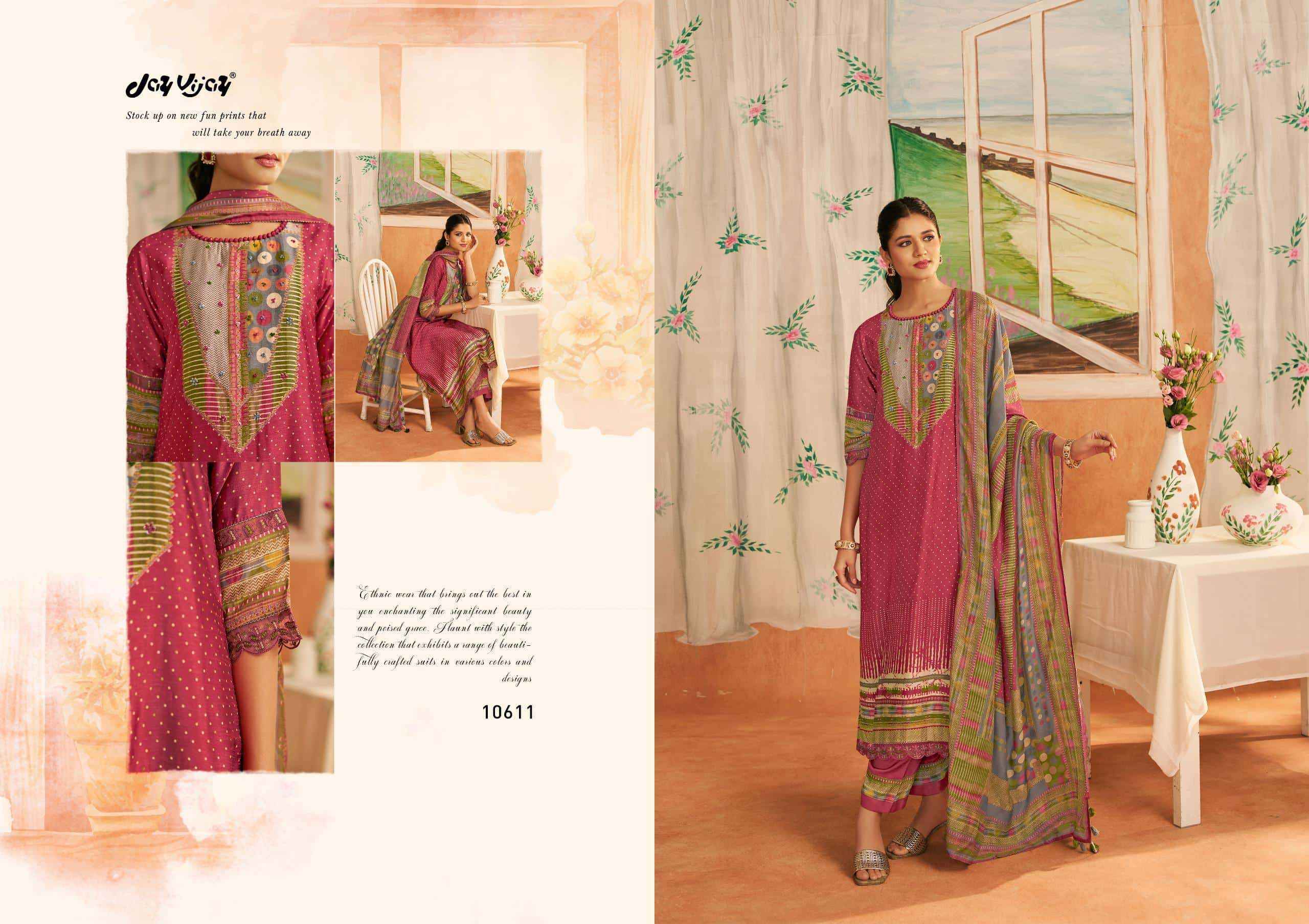 Jay Vijay Sapno Ki Khidki Bemberg Silk Dress Material 6 pcs Catalogue