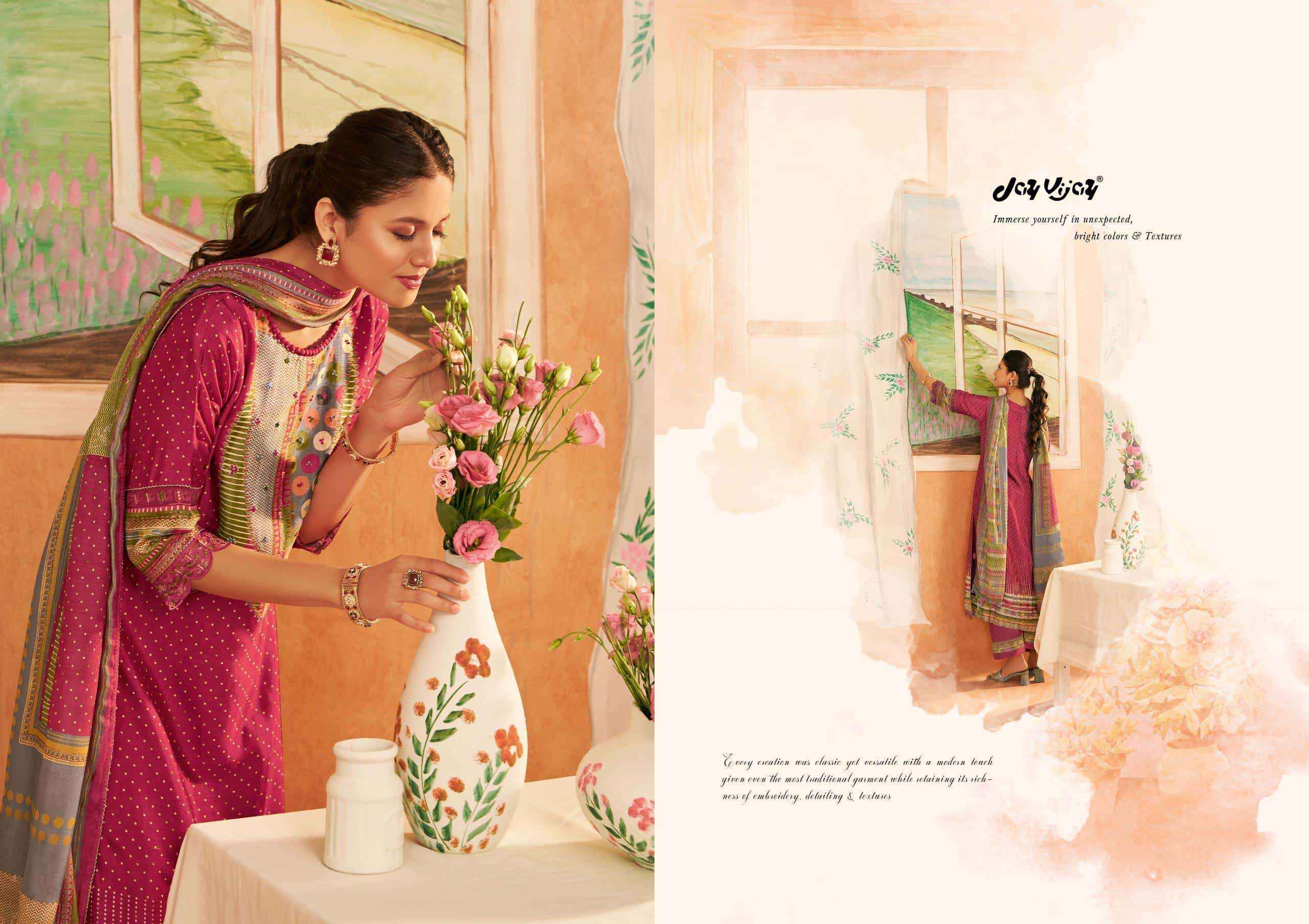 Jay Vijay Sapno Ki Khidki Bemberg Silk Dress Material 6 pcs Catalogue