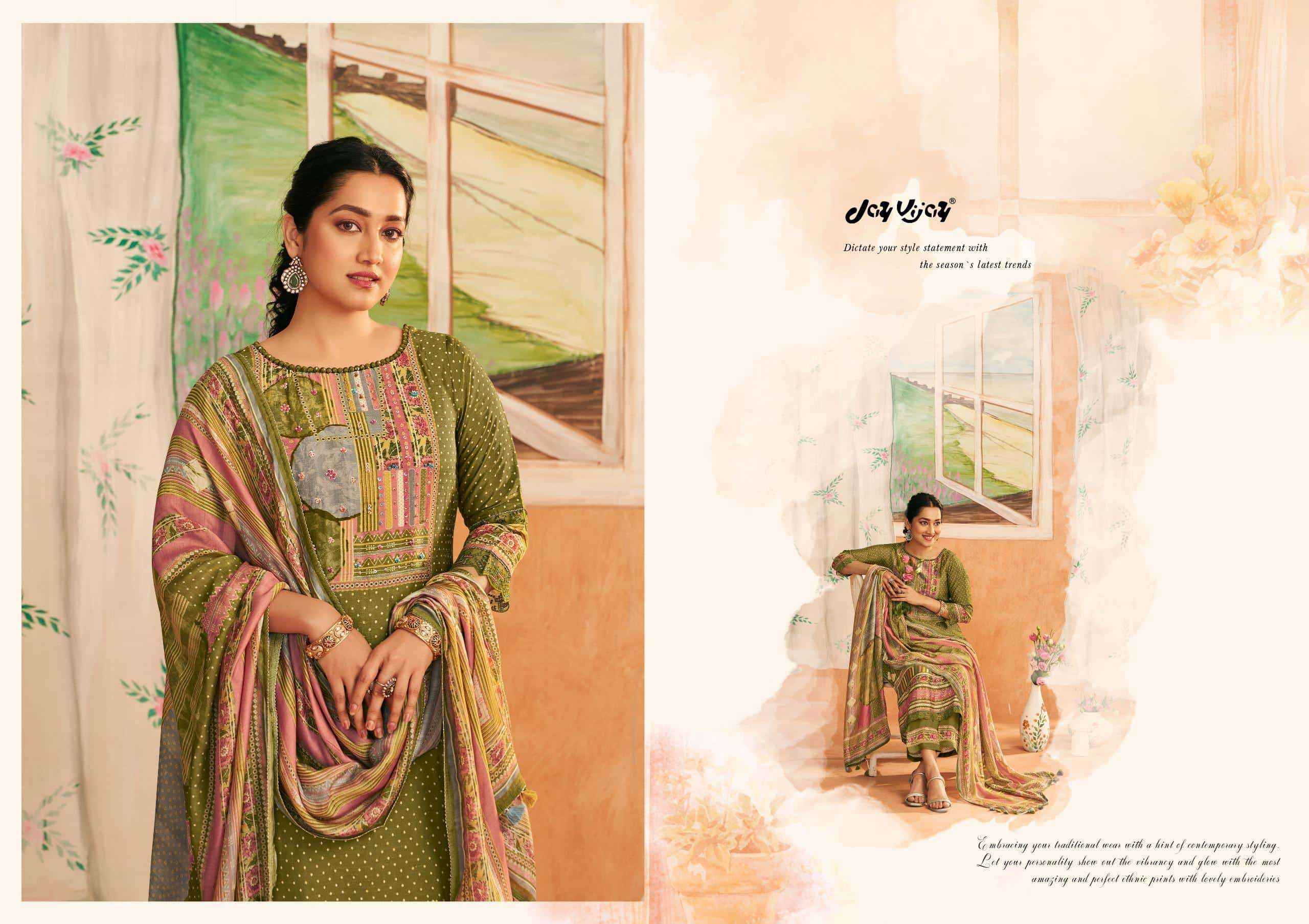 Jay Vijay Sapno Ki Khidki Bemberg Silk Dress Material 6 pcs Catalogue