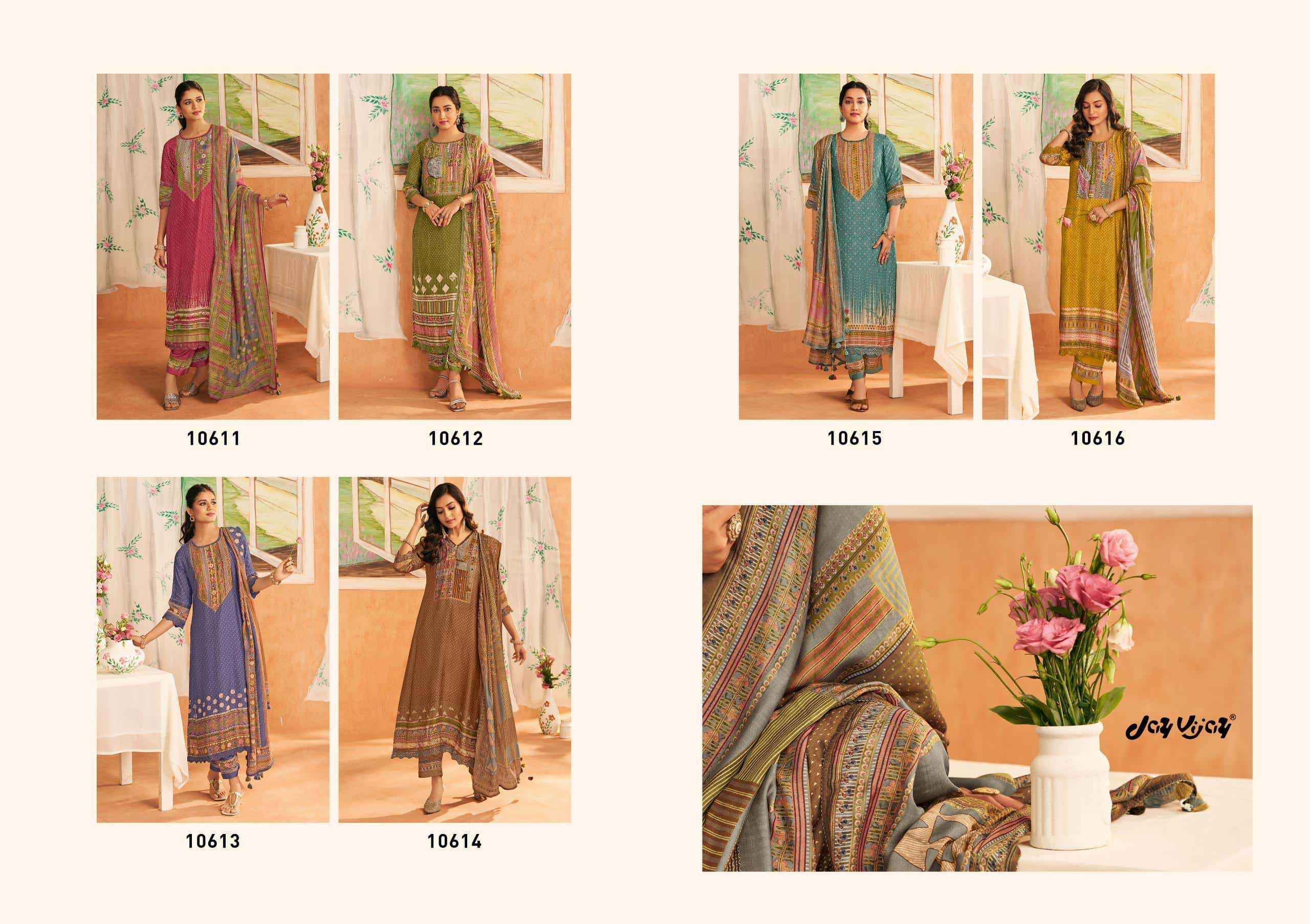 Jay Vijay Sapno Ki Khidki Bemberg Silk Dress Material 6 pcs Catalogue