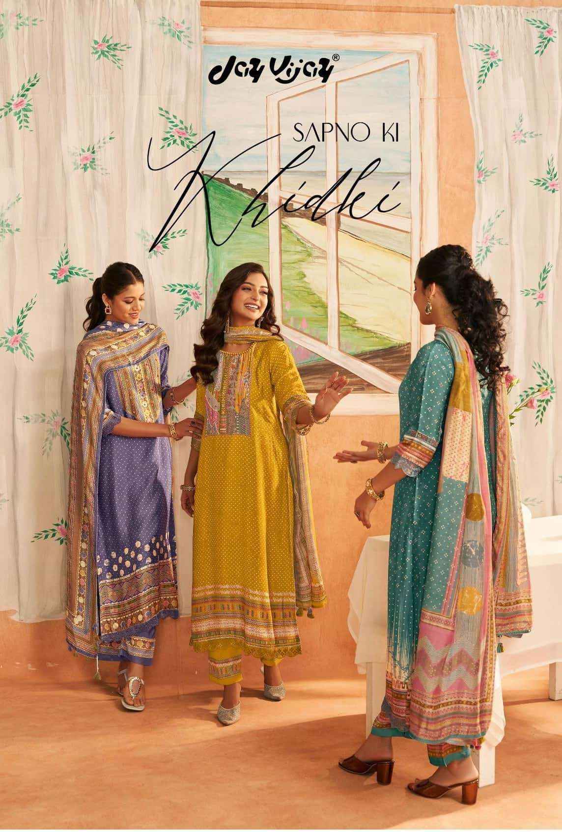 Jay Vijay Sapno Ki Khidki Bemberg Silk Dress Material 6 pcs Catalogue