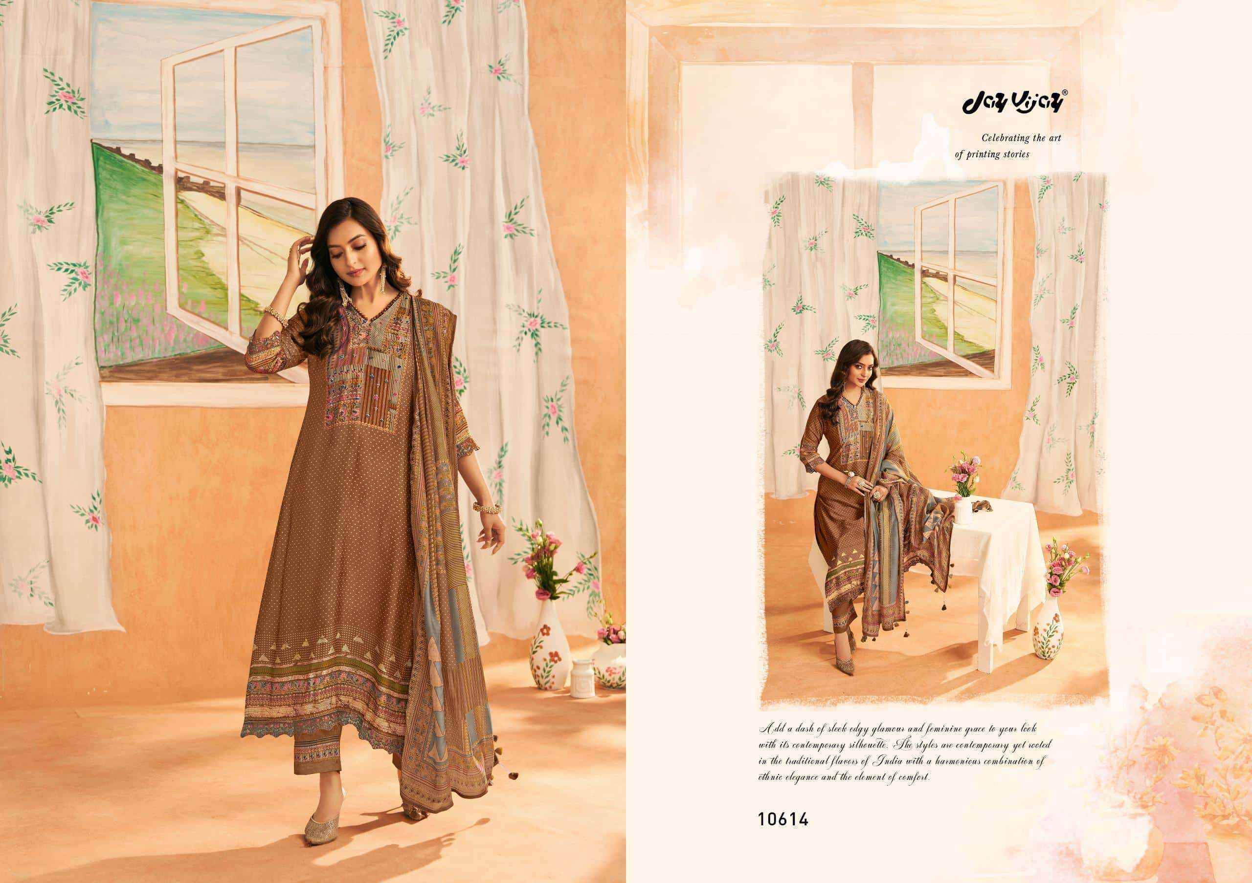 Jay Vijay Sapno Ki Khidki Bemberg Silk Dress Material 6 pcs Catalogue