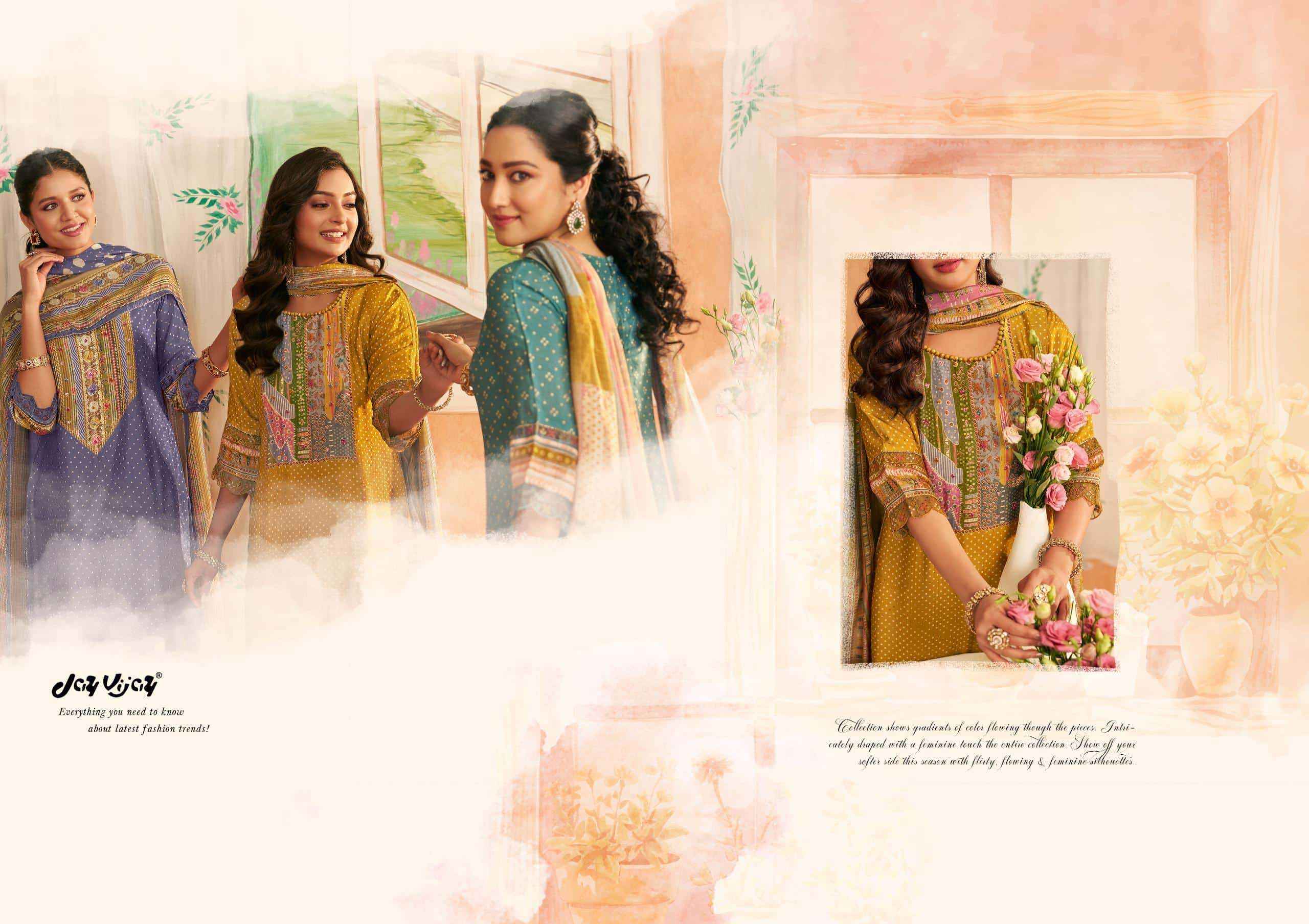 Jay Vijay Sapno Ki Khidki Bemberg Silk Dress Material 6 pcs Catalogue