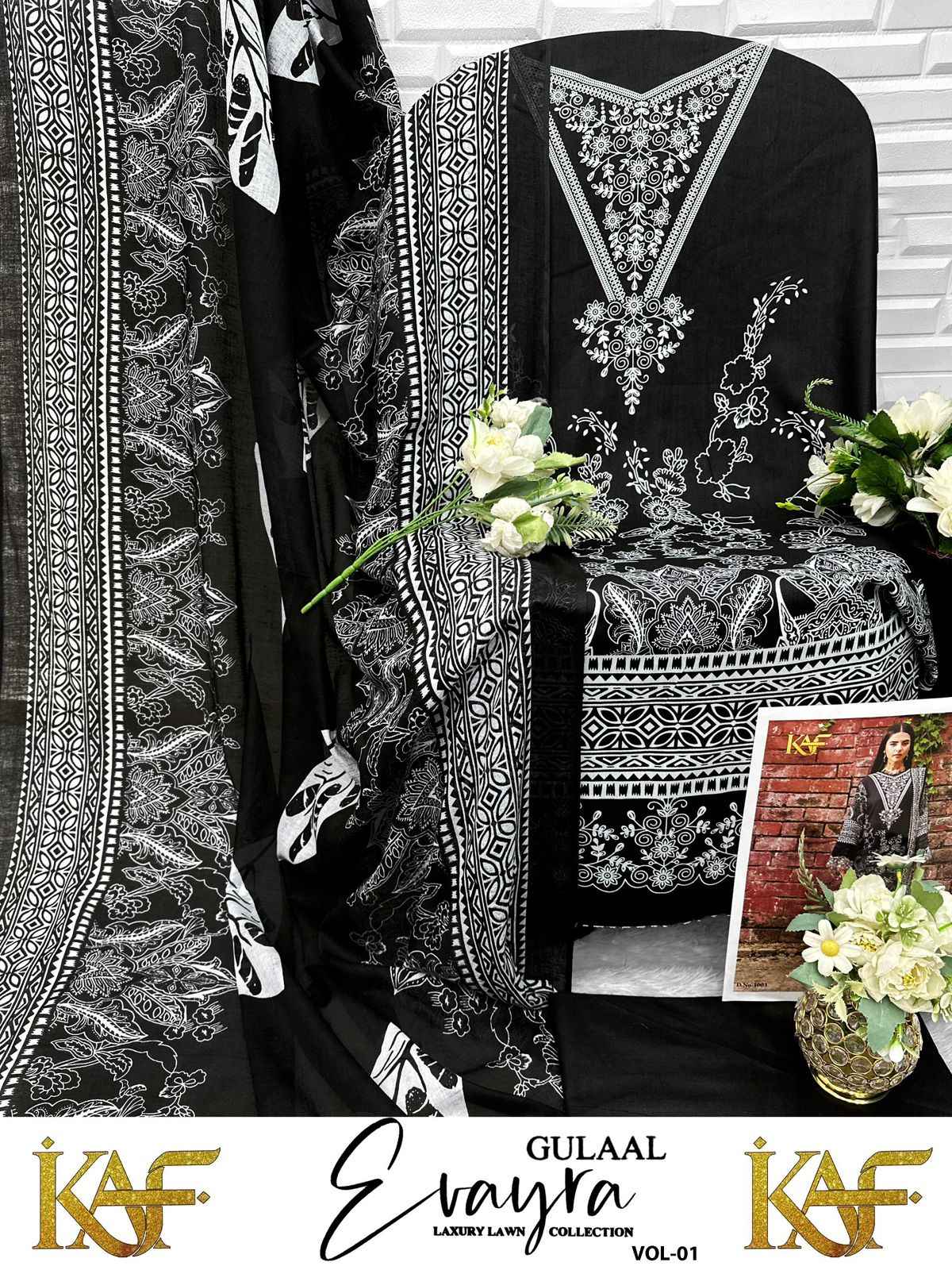 KAF Fabric Evayra Gulaal vol 1 Cotton Dress Material 6 Pc Catalouge