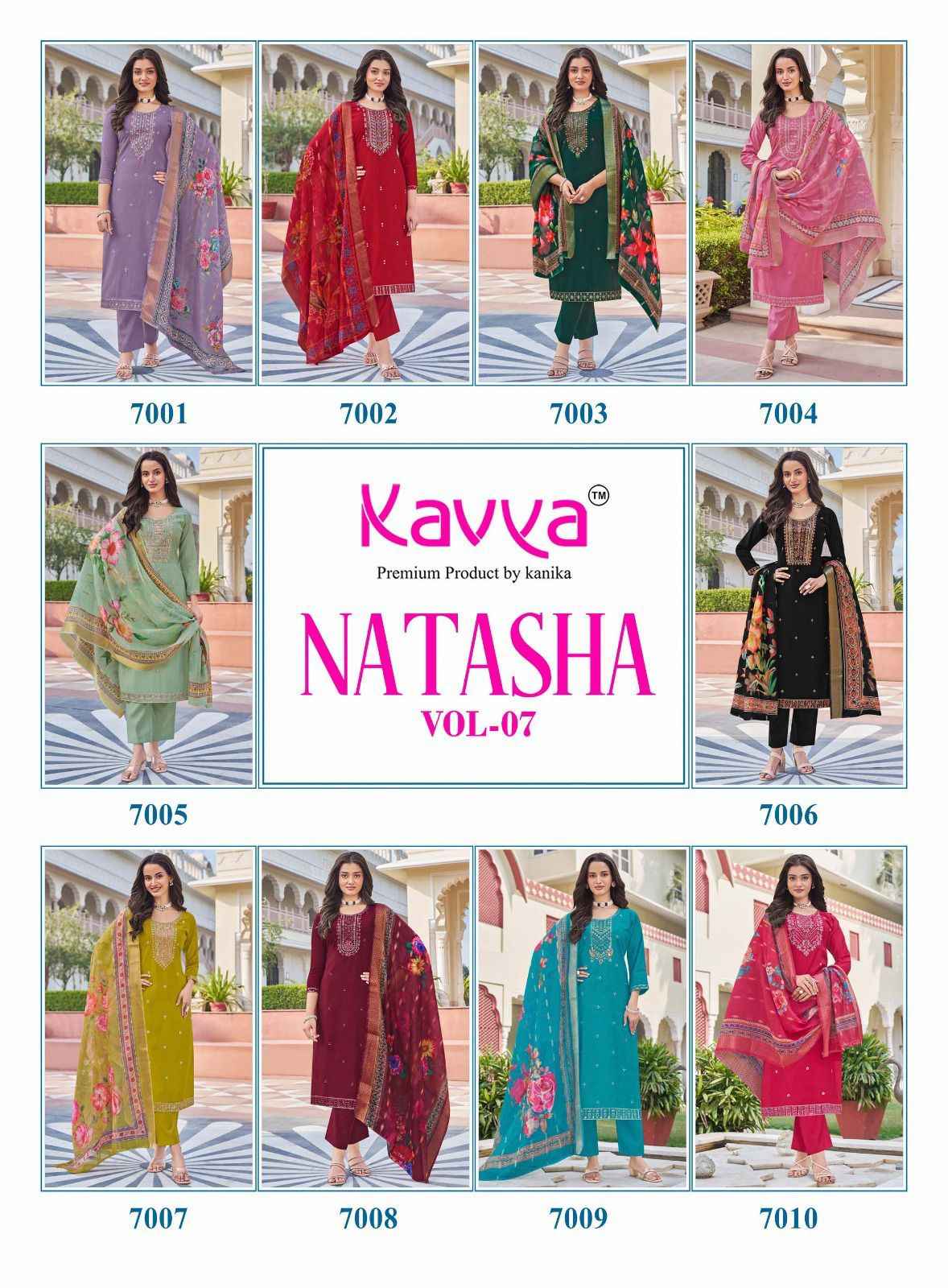 Kavya Natasha Vol 7 Roman Silk Kurti Combo 10 pcs Catalogue