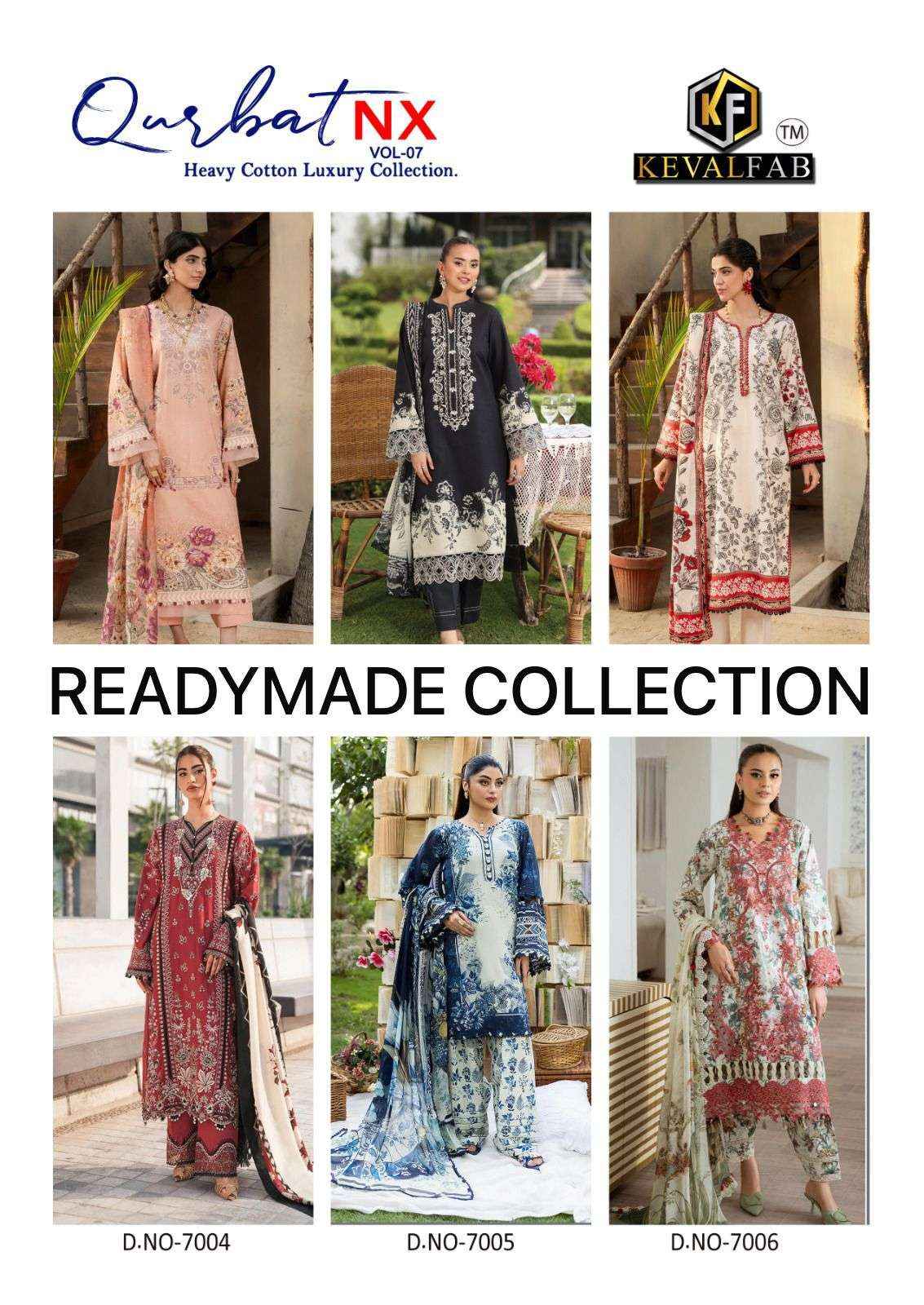 Keval Fab Qurbat Nx Vol 7 Readymade Cotton Dress Material 6 pc Cataloge