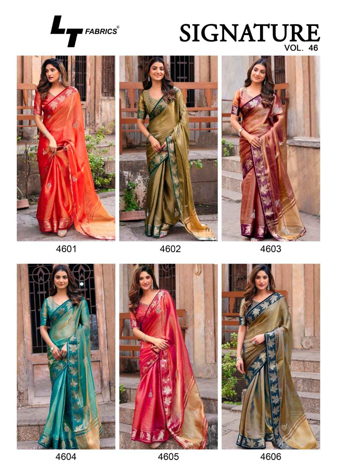 LT Fabrics Signature Vol 46 Nylon Glossy Jacquard Saree 6 pcs Catalogue
