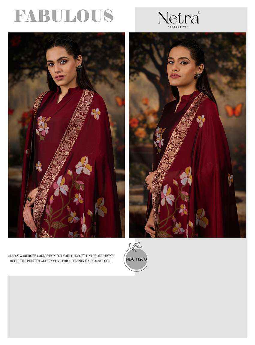 Netra Mina Viscose Silk Mina Jacquard Dress Material 4 pcs Catalogue