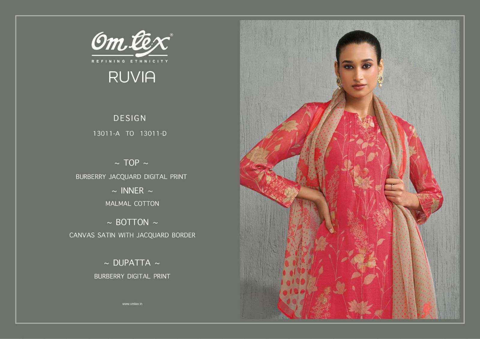 Omtex Ruvia Burberry Jacquard Dress Material 4 Pc Catalouge