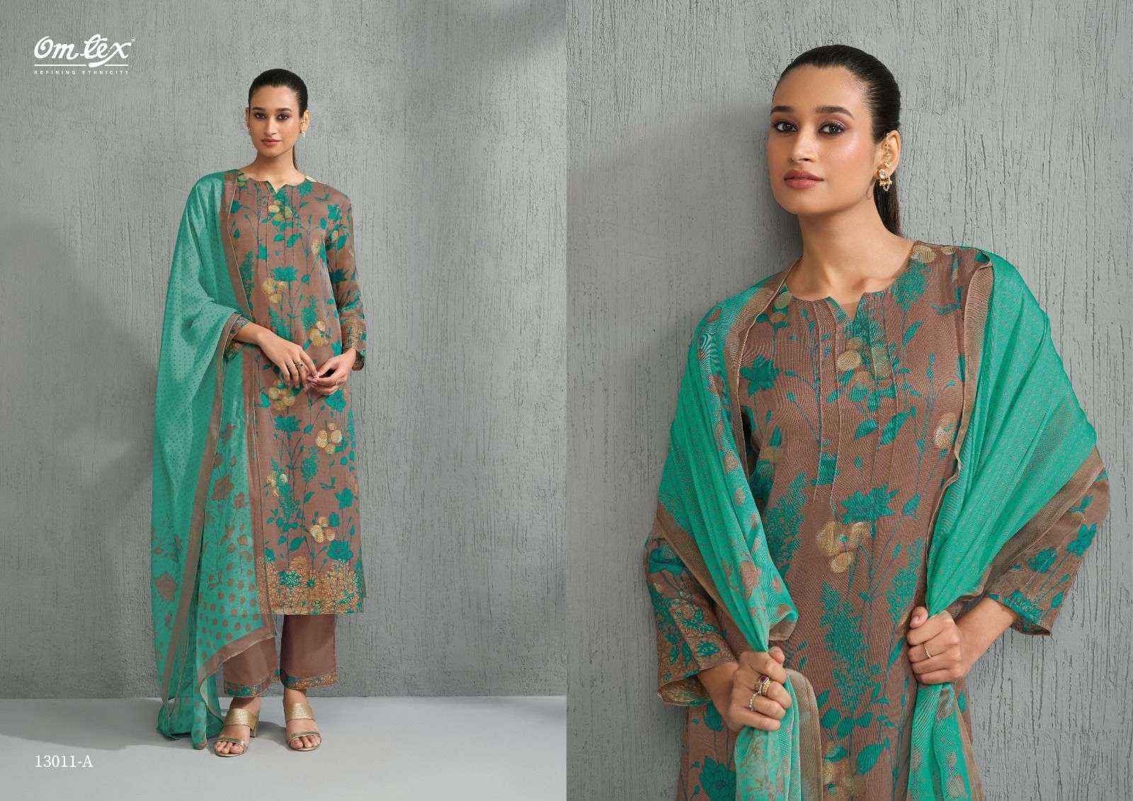 Omtex Ruvia Burberry Jacquard Dress Material 4 Pc Catalouge