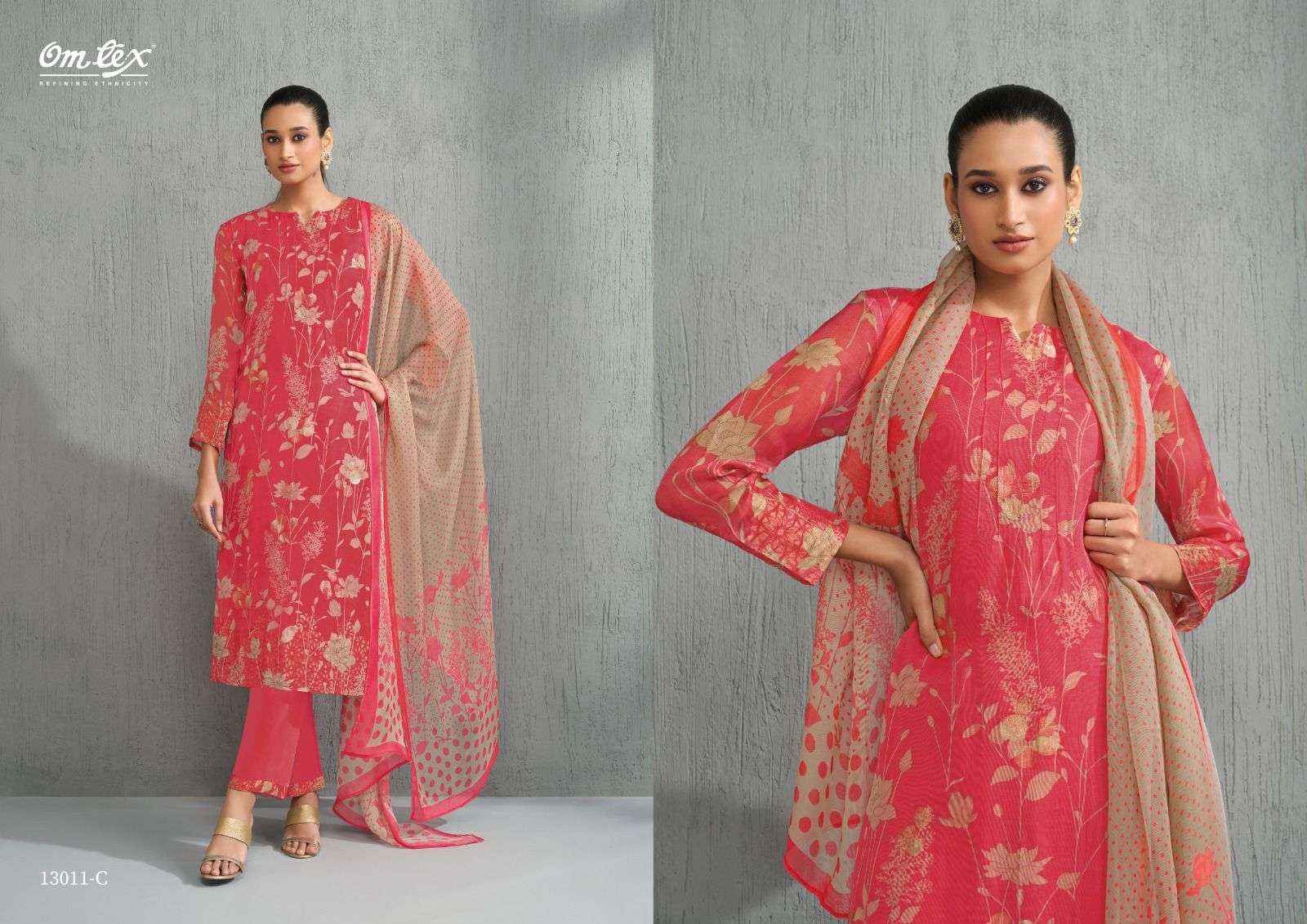 Omtex Ruvia Burberry Jacquard Dress Material 4 Pc Catalouge