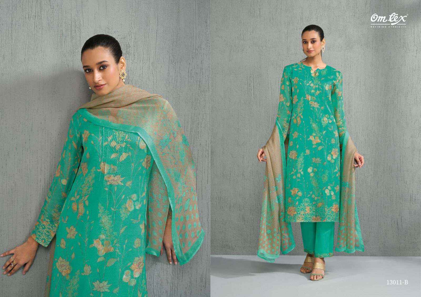 Omtex Ruvia Burberry Jacquard Dress Material 4 Pc Catalouge