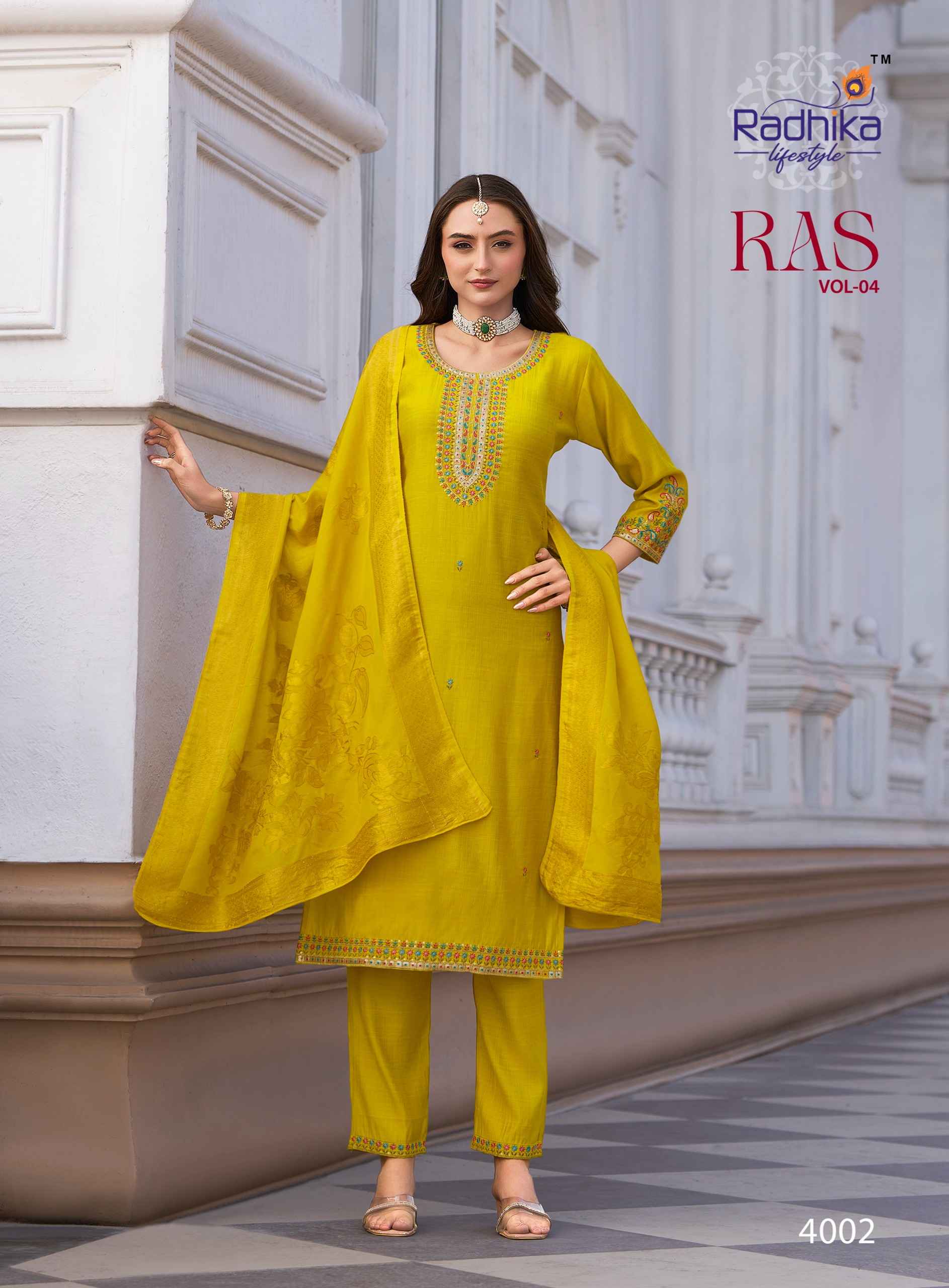 Radhika Lifestyle RAS Vol 4 Vertican Silk Kurti Combo 6 pcs Catalogue