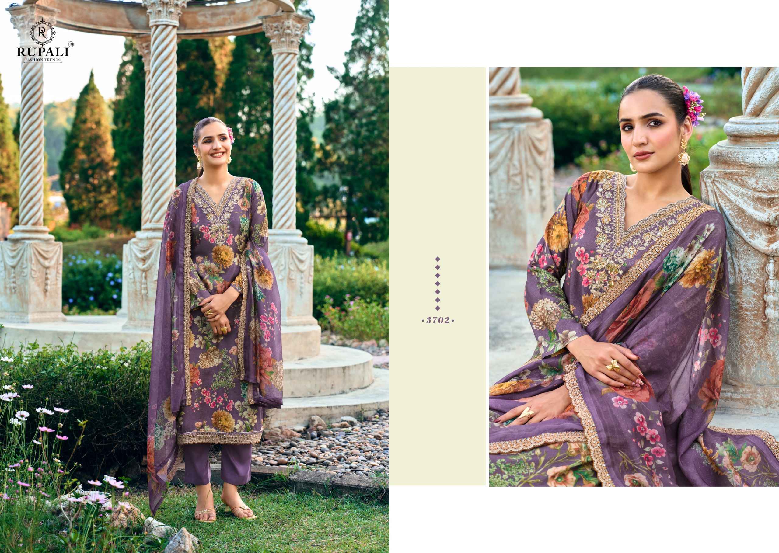 Rupali LA ROSE Viscouse Muslin Dress Material 4 pcs Catalogue