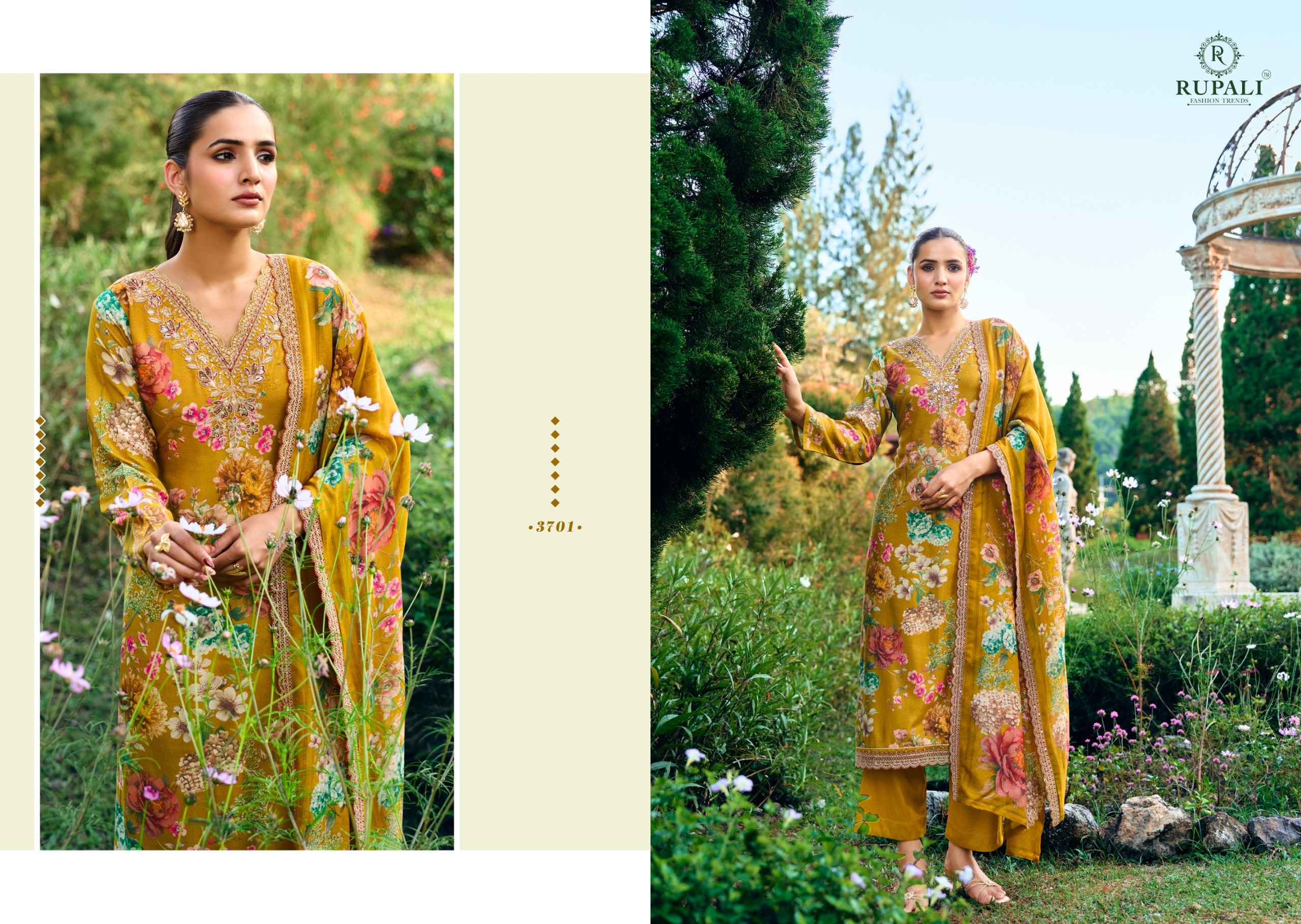 Rupali LA ROSE Viscouse Muslin Dress Material 4 pcs Catalogue
