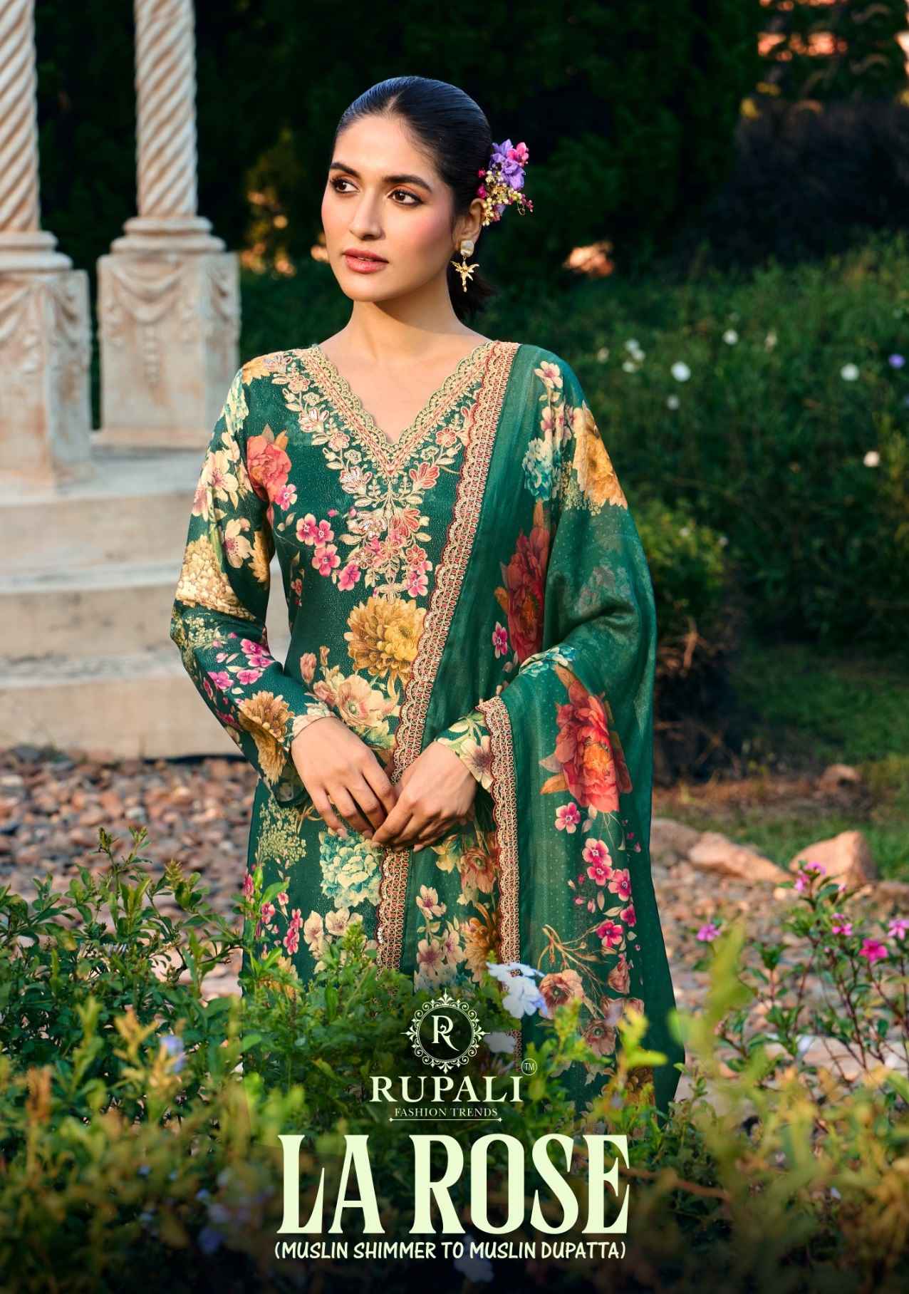 Rupali LA ROSE Viscouse Muslin Dress Material 4 pcs Catalogue