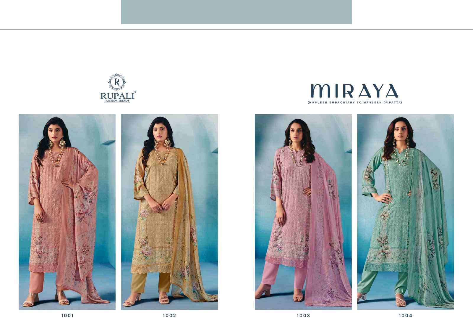 Rupali Miraya Viscouse Muslin Dress Material 4 pcs Catalogue