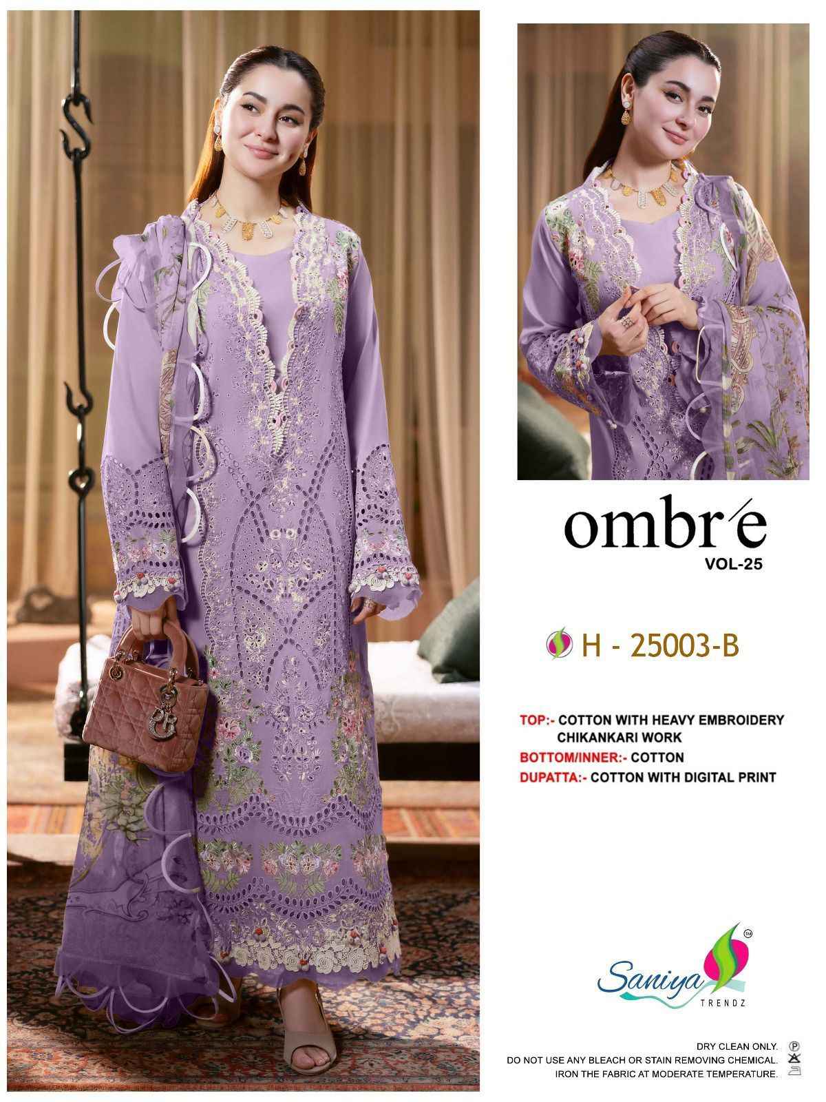 Saniya Trendz Ombre Vol 25 Nx Cotton Dress Material 3 pcs Catalogue