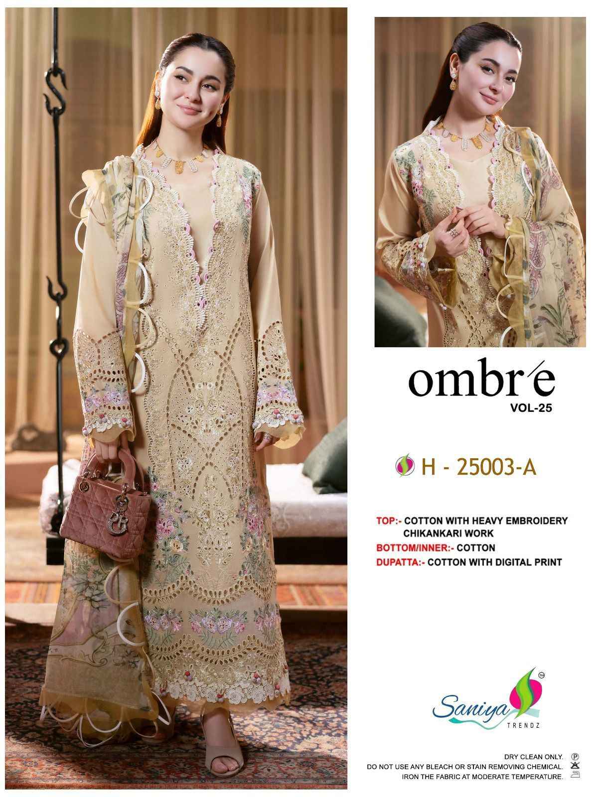 Saniya Trendz Ombre Vol 25 Nx Cotton Dress Material 3 pcs Catalogue