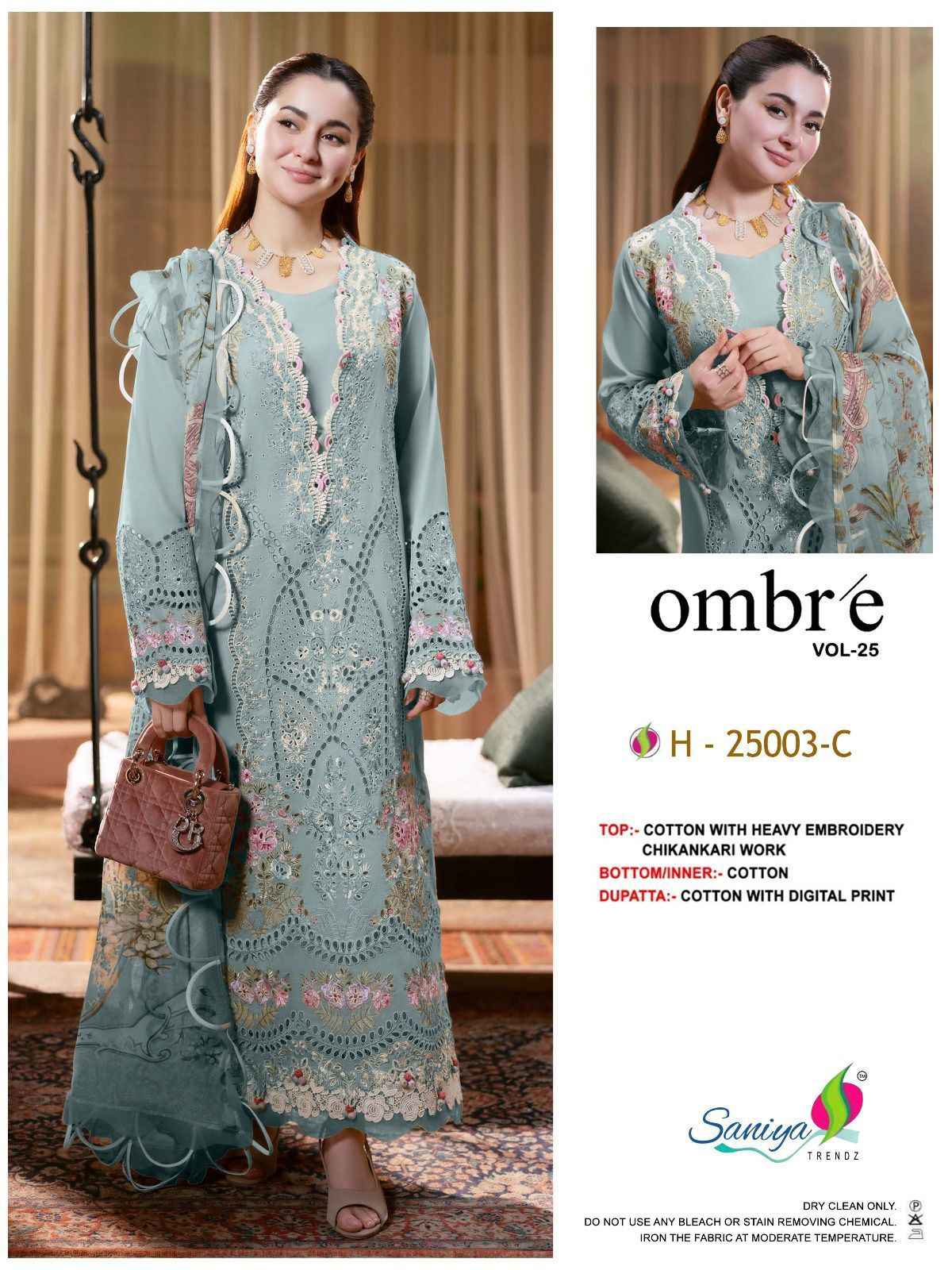 Saniya Trendz Ombre Vol 25 Nx Cotton Dress Material 3 pcs Catalogue