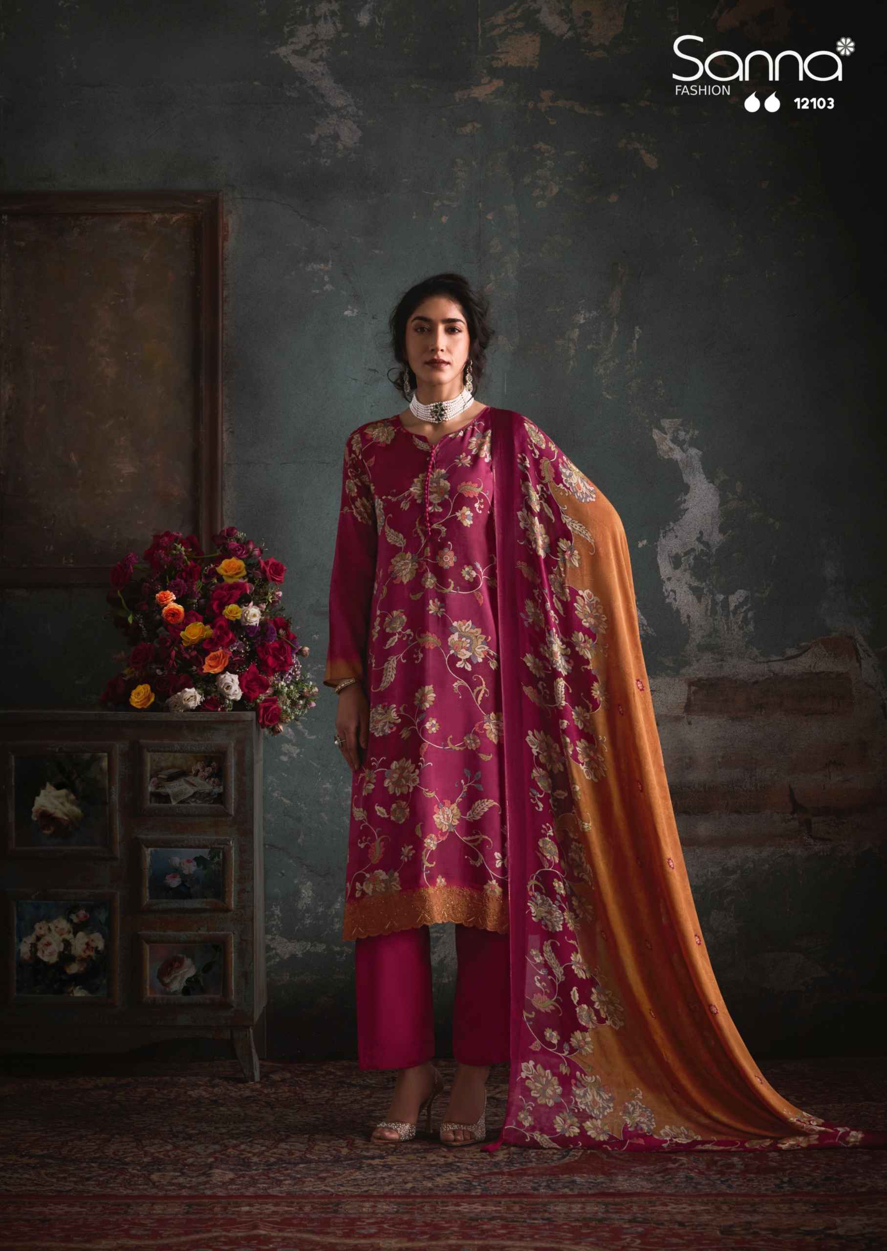 Sanna Fashion Elite Bemberg Musline Silk Dress Material 6 pcs Catalogue