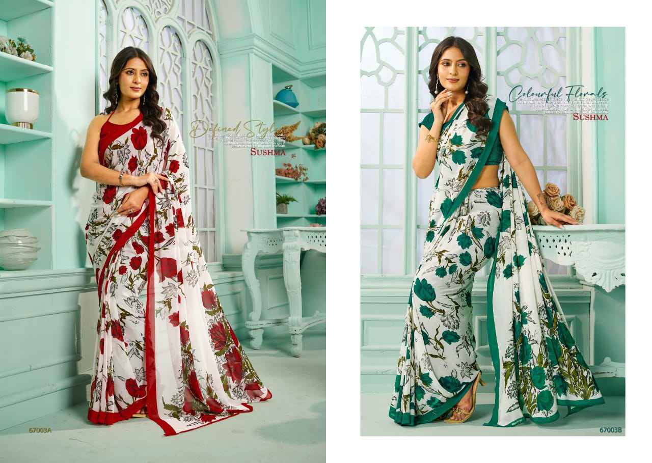 Sushma Flourish Georget Saree 10 pcs Catalogue