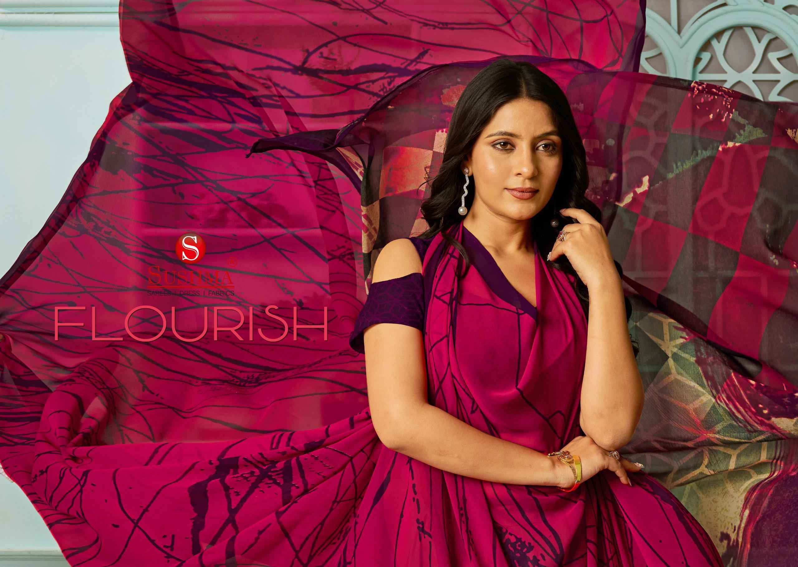 Sushma Flourish Georget Saree 10 pcs Catalogue