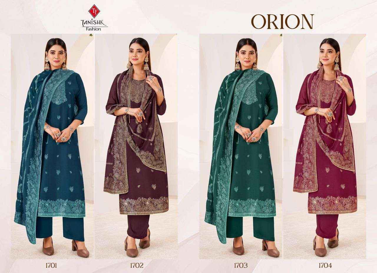 Taniksh Orion Muslin Jacquard Dress Material 4 pcs Catalogue