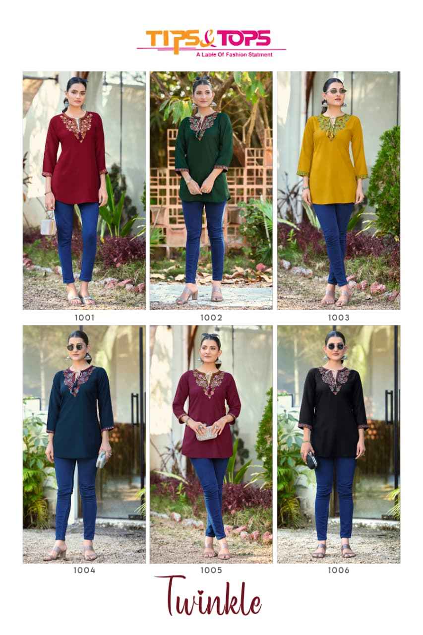 Tips & Tops Twinkle Rayon Top 6 Pcs Catalogue